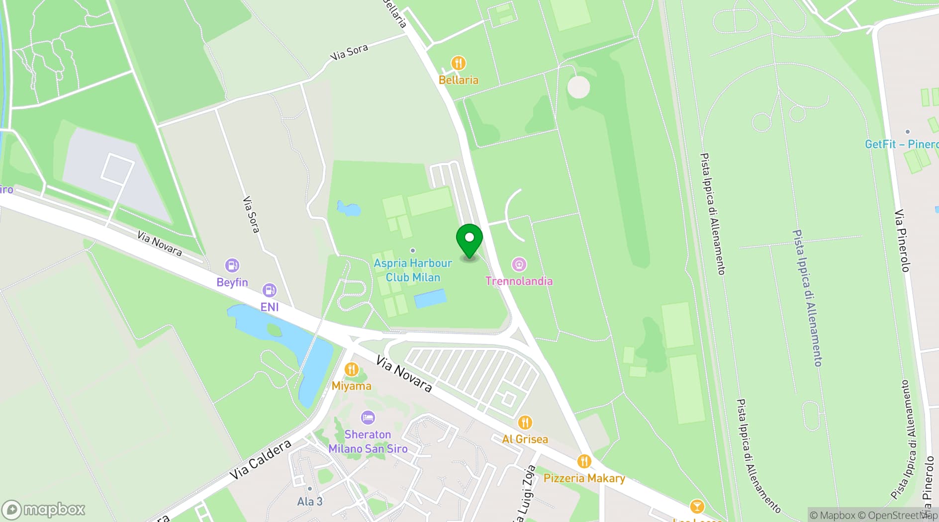 Map showing Aspria Harbour Club Milan