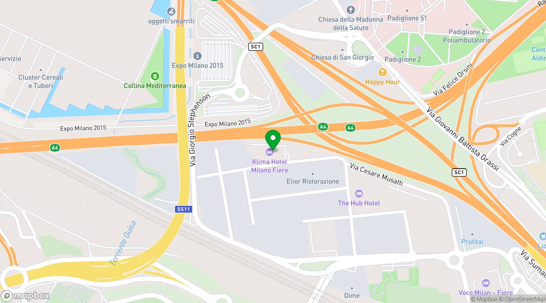 Map showing Klima Hotel Milano