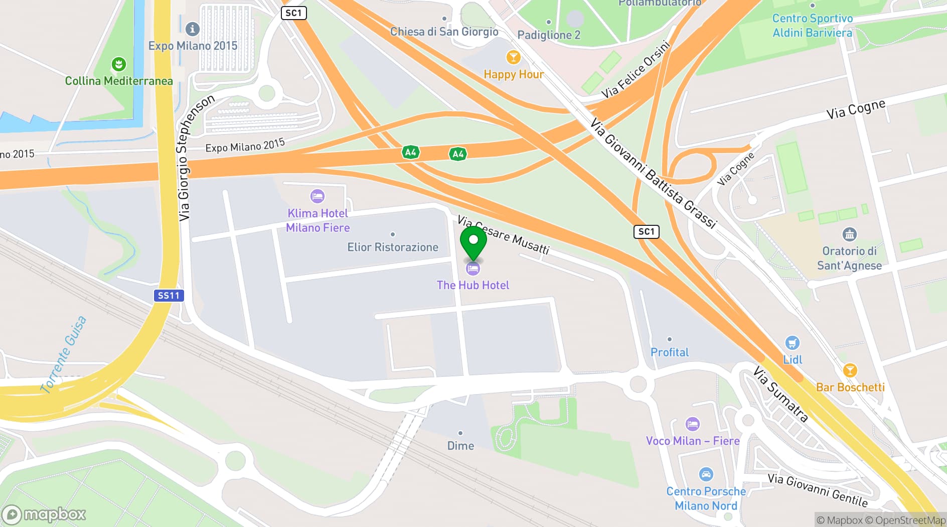 Map showing The Hub Hotel