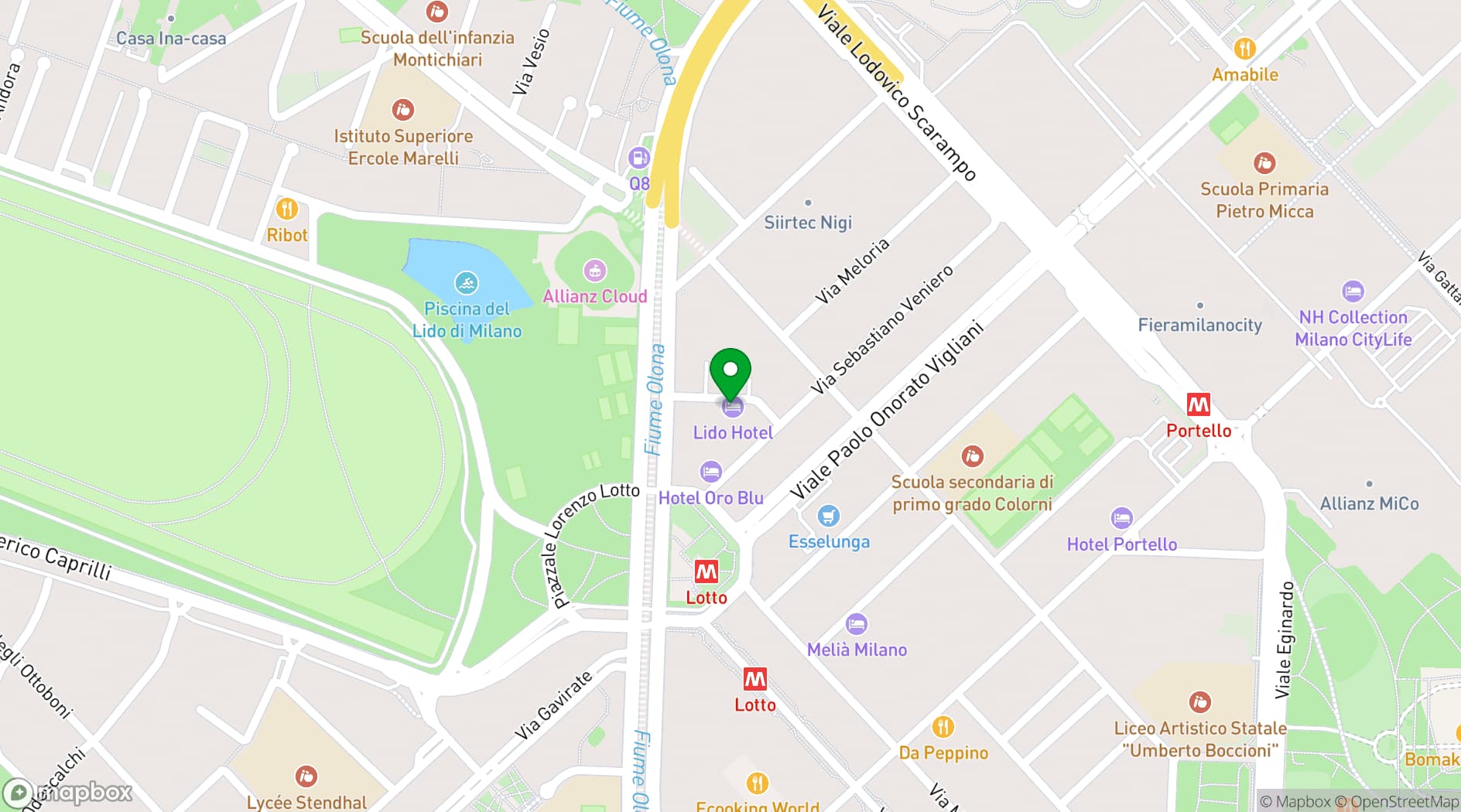 Map showing Hotel Lido