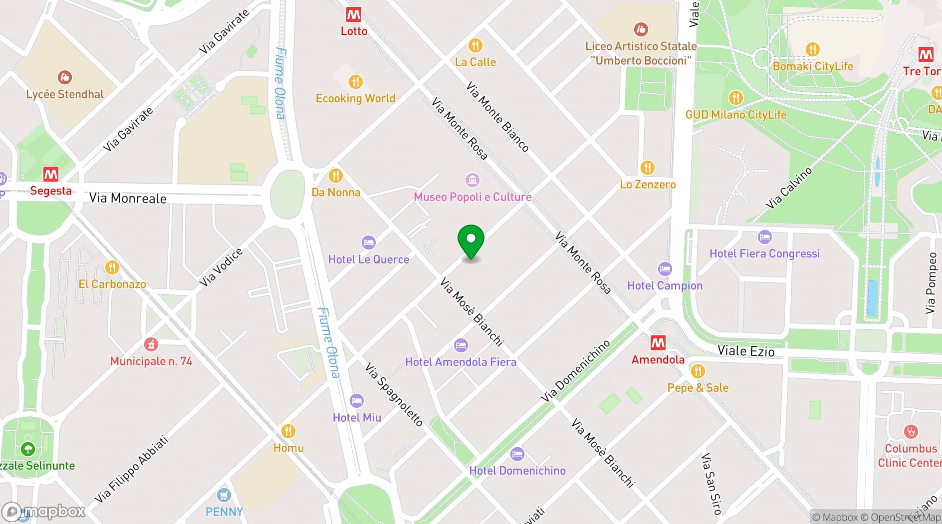 Map showing C.I.B.O. Milano
