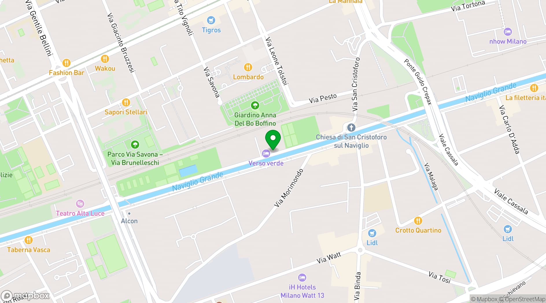 Map showing VersoVerde Milano