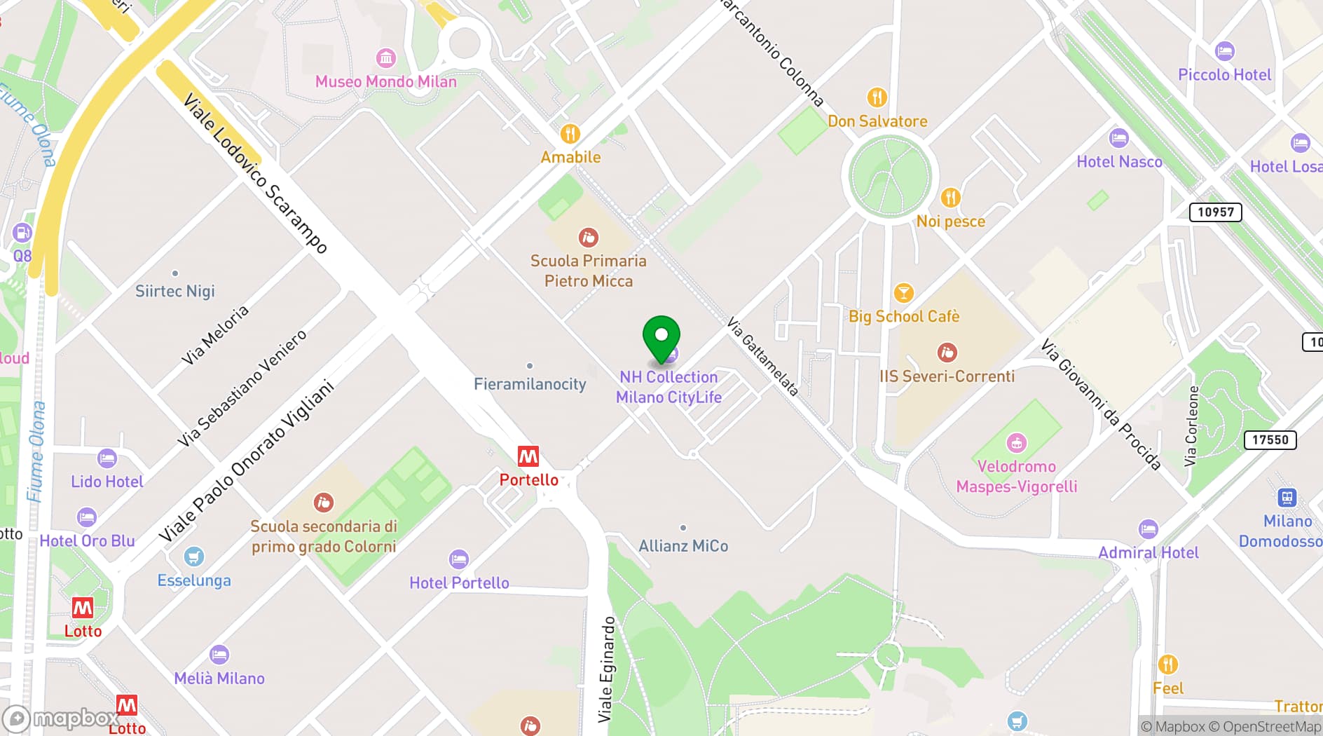 Map showing NH Collection Milano CityLife