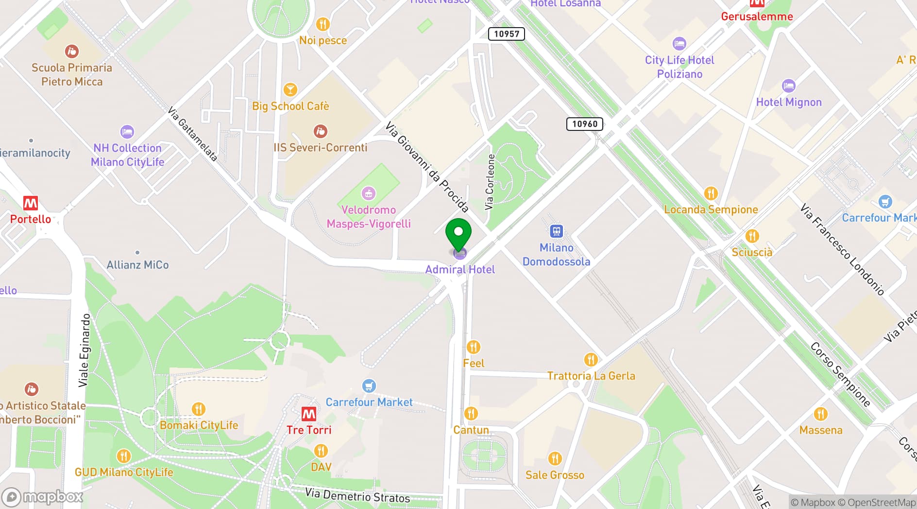 Map showing Admiral Hotel