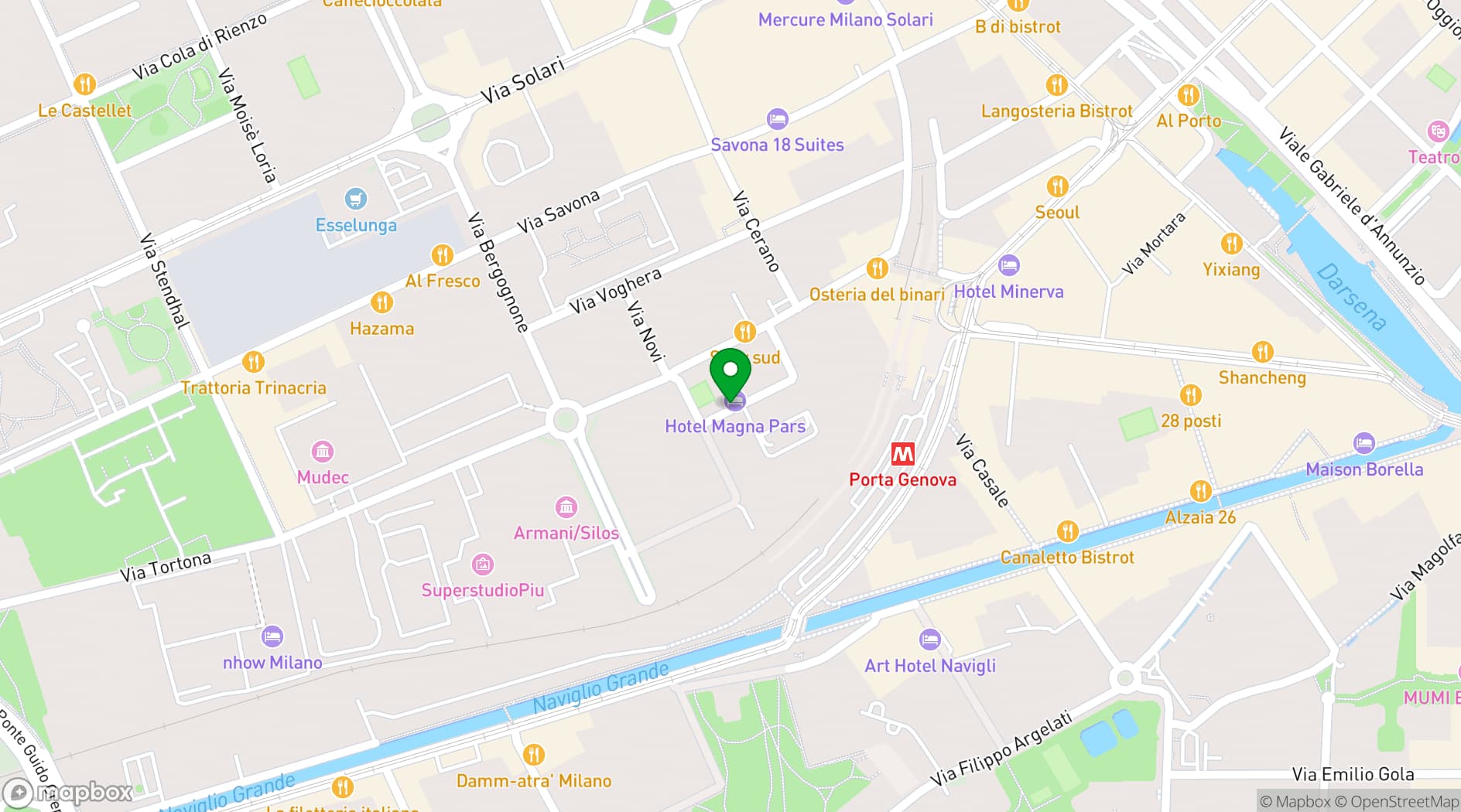 Map showing Restaurant Magna Pars L'Hotel à Parfum