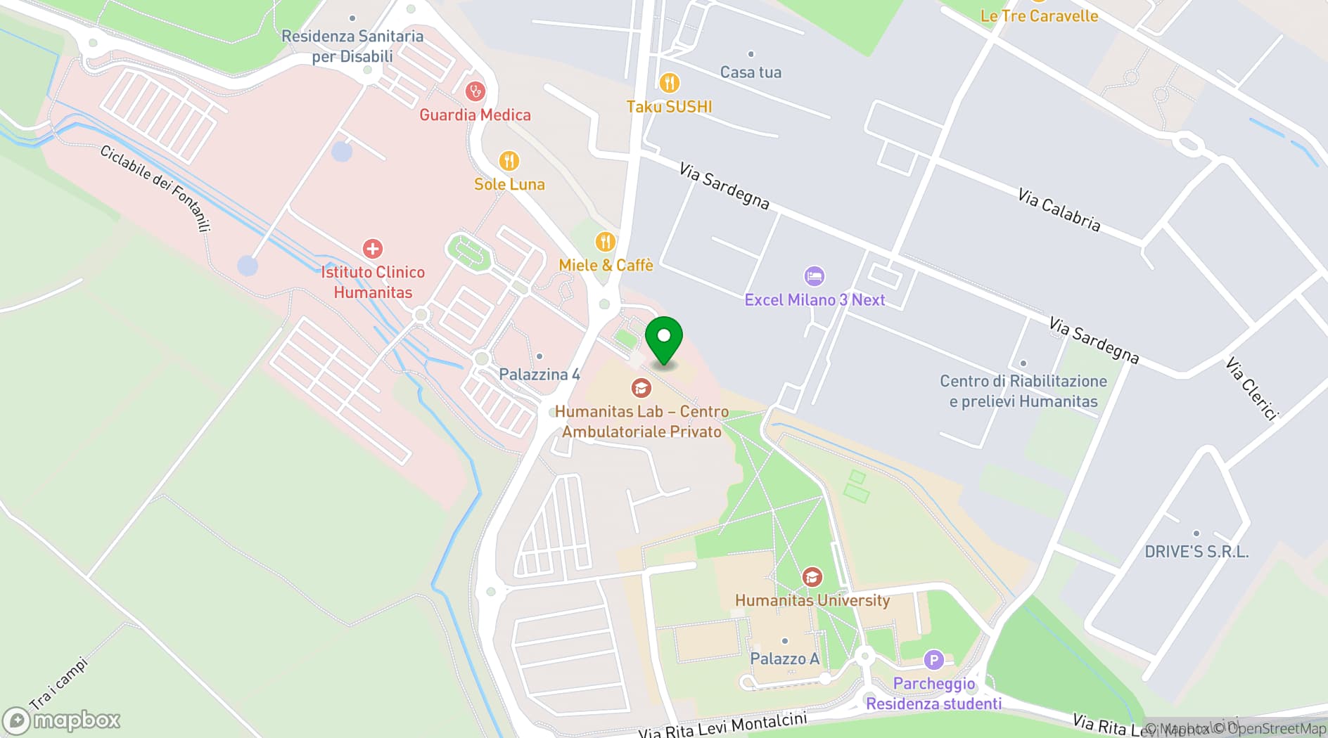 Map showing Humanitas Edu