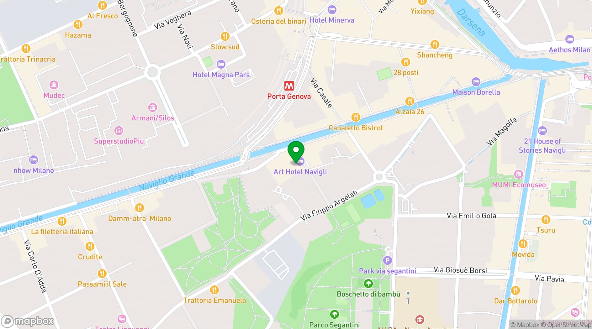 Map showing Art Hotel Navigli