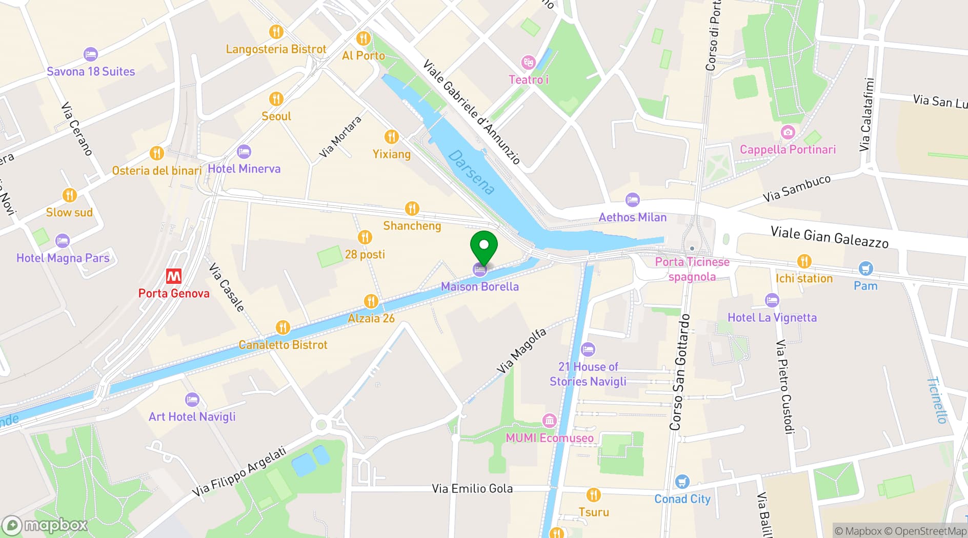 Map showing Hotel Maison Borella