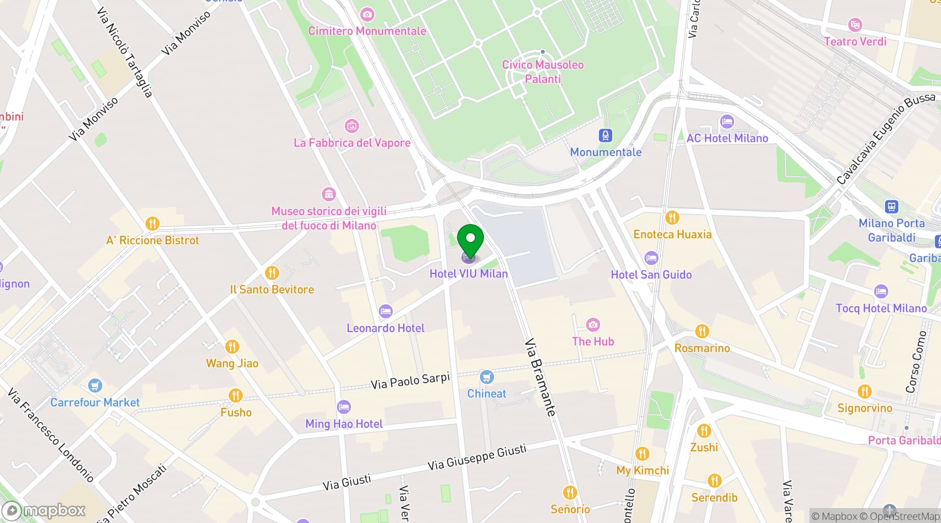 Map showing Hotel VIU Milan