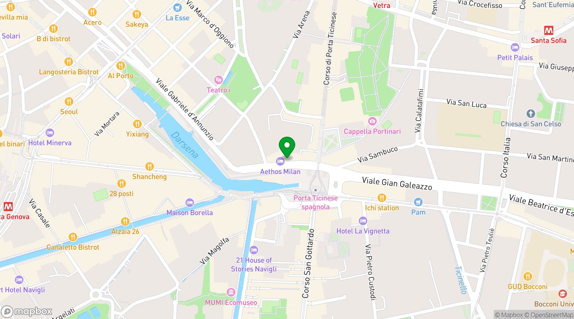 Map showing Aethos Milan