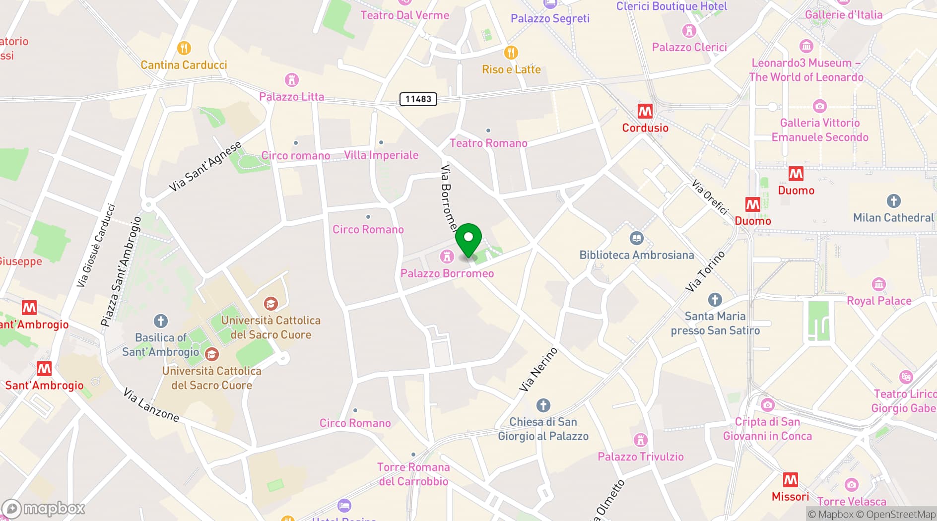 Map showing Villa San Carlo Borromeo