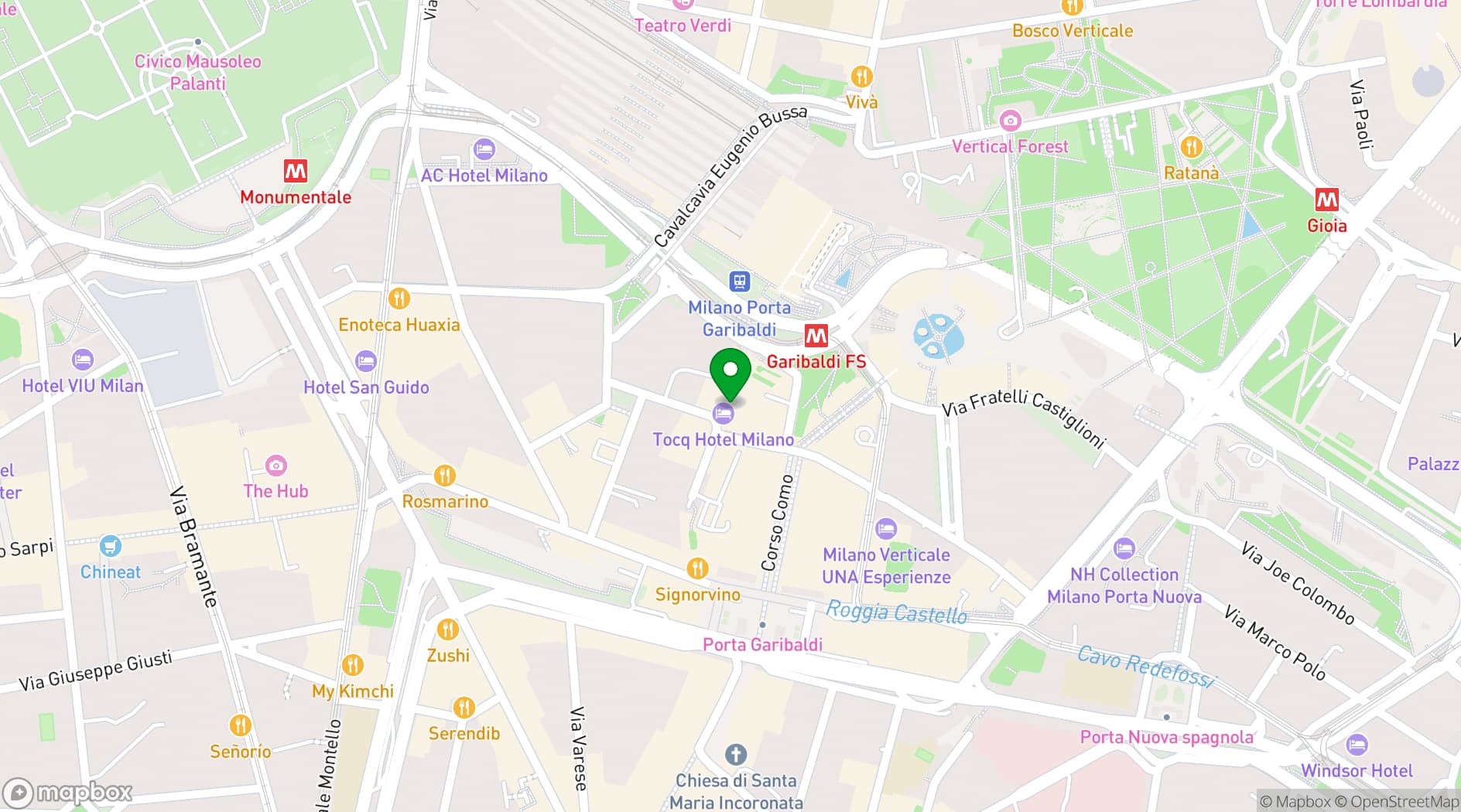 Map showing Hotel Tocq Corso Como
