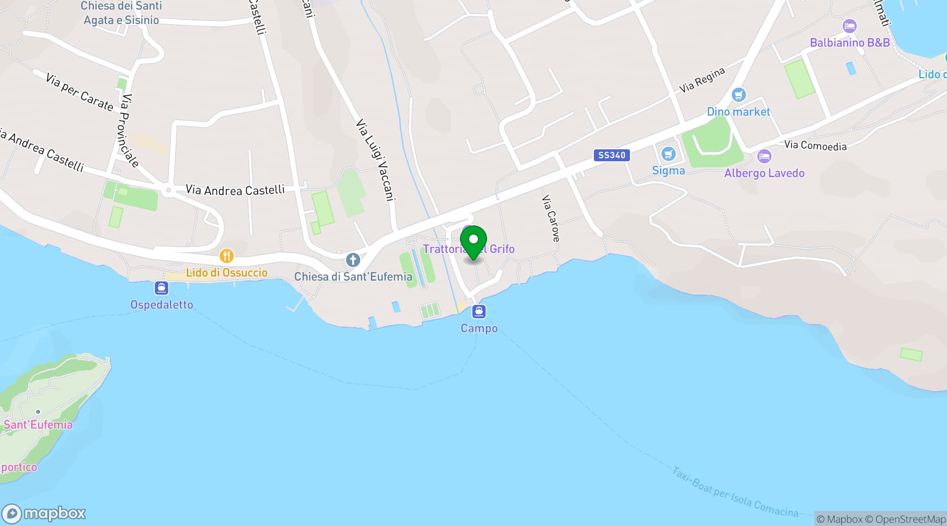 Map showing Villa Carlotta