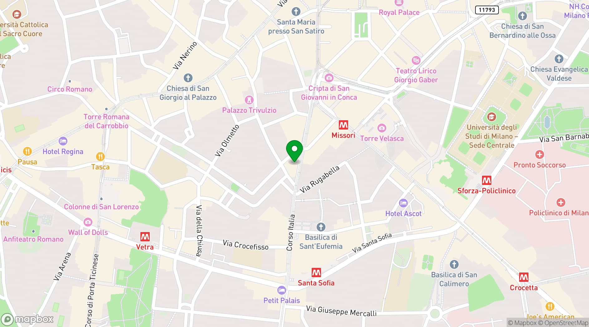Map showing Veloce Milano