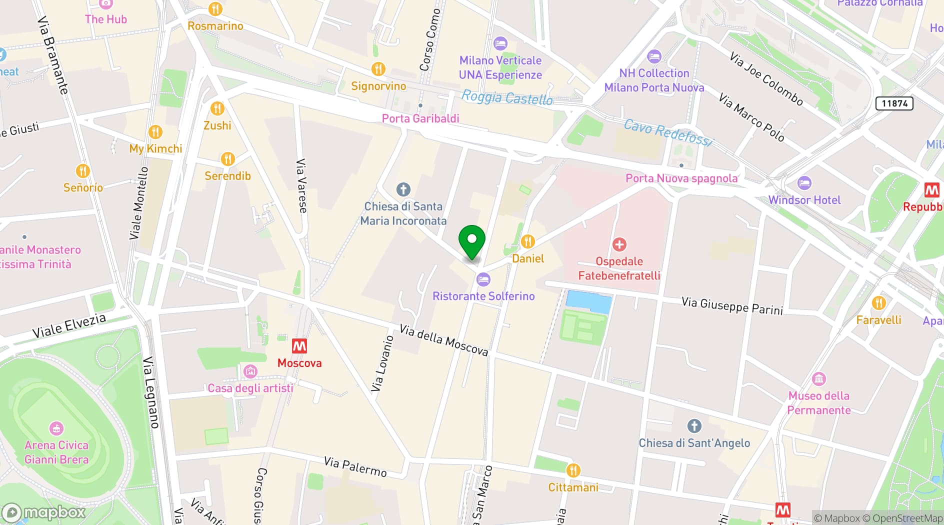 Map showing Urban Cube Milano
