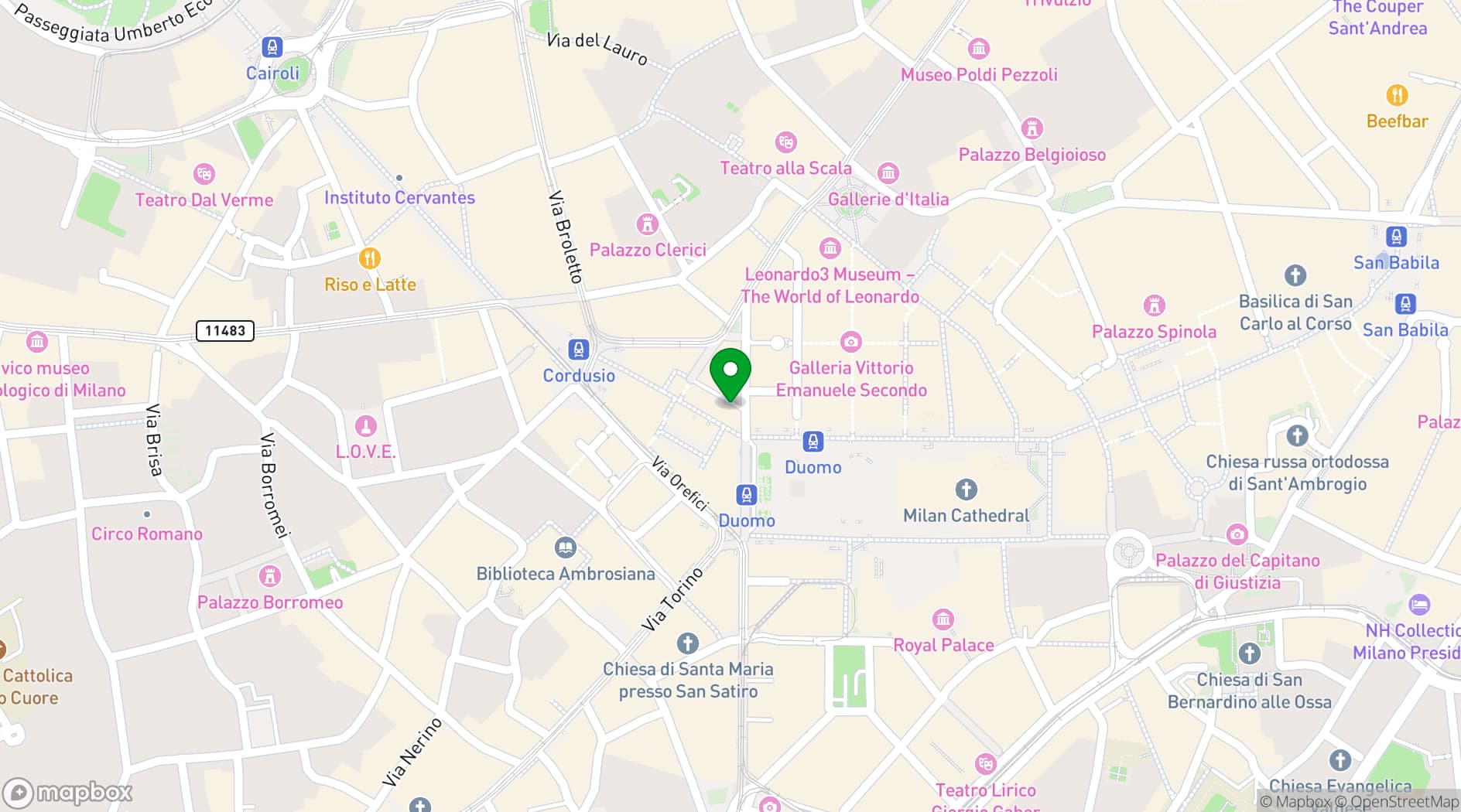 Map showing Palazzo Giureconsulti