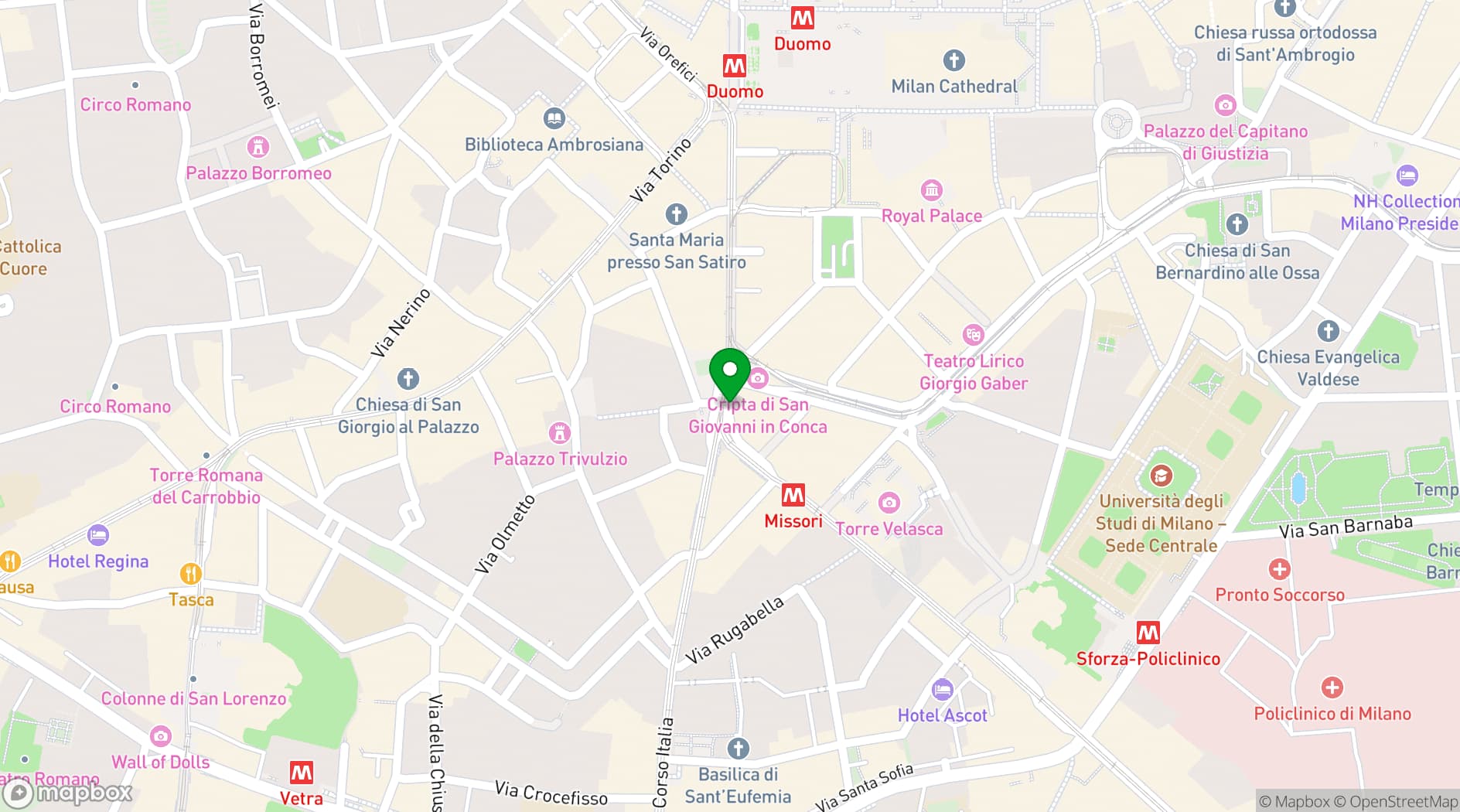 Map showing Cavallo Hall