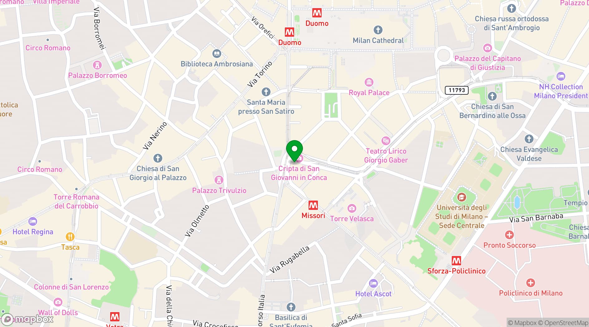 Map showing Hotel Dei Cavalieri