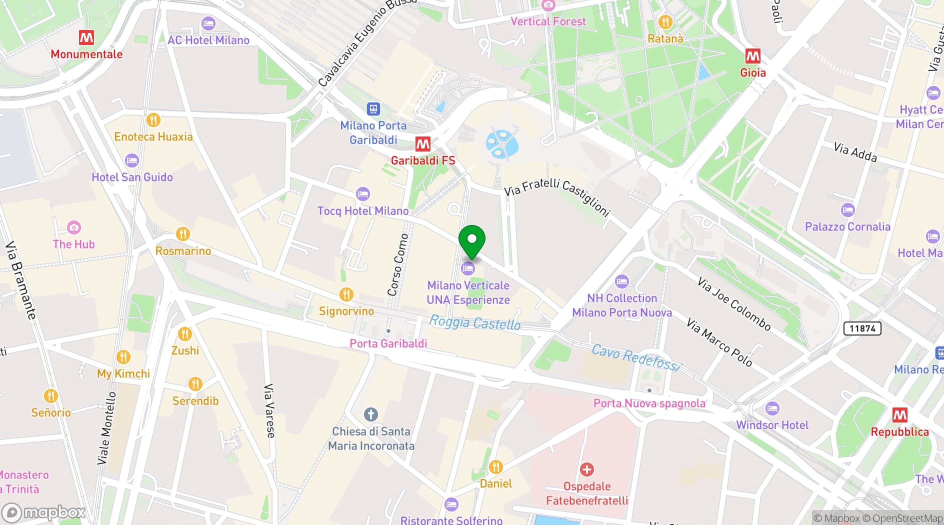 Map showing Milano Verticale | UNA Esperienze