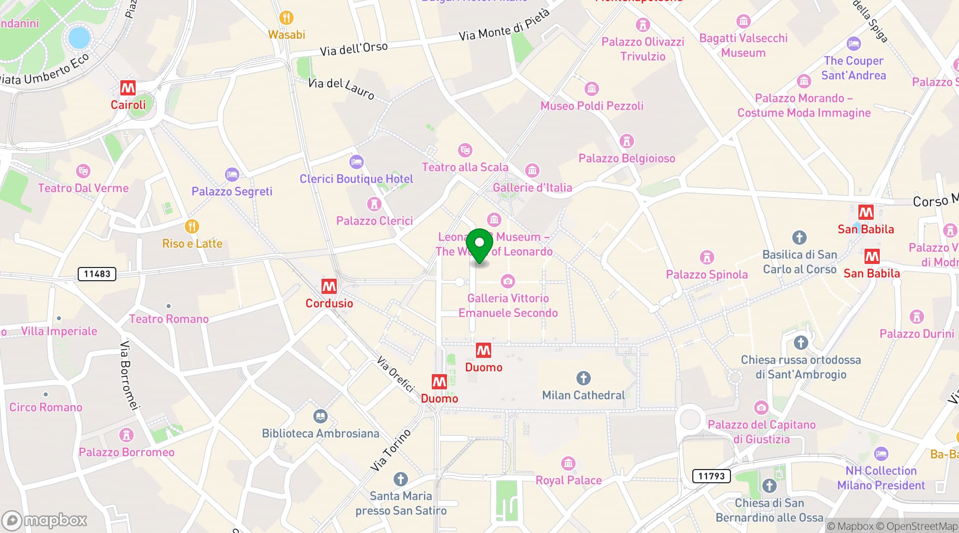 Map showing Galleria Vik Milano