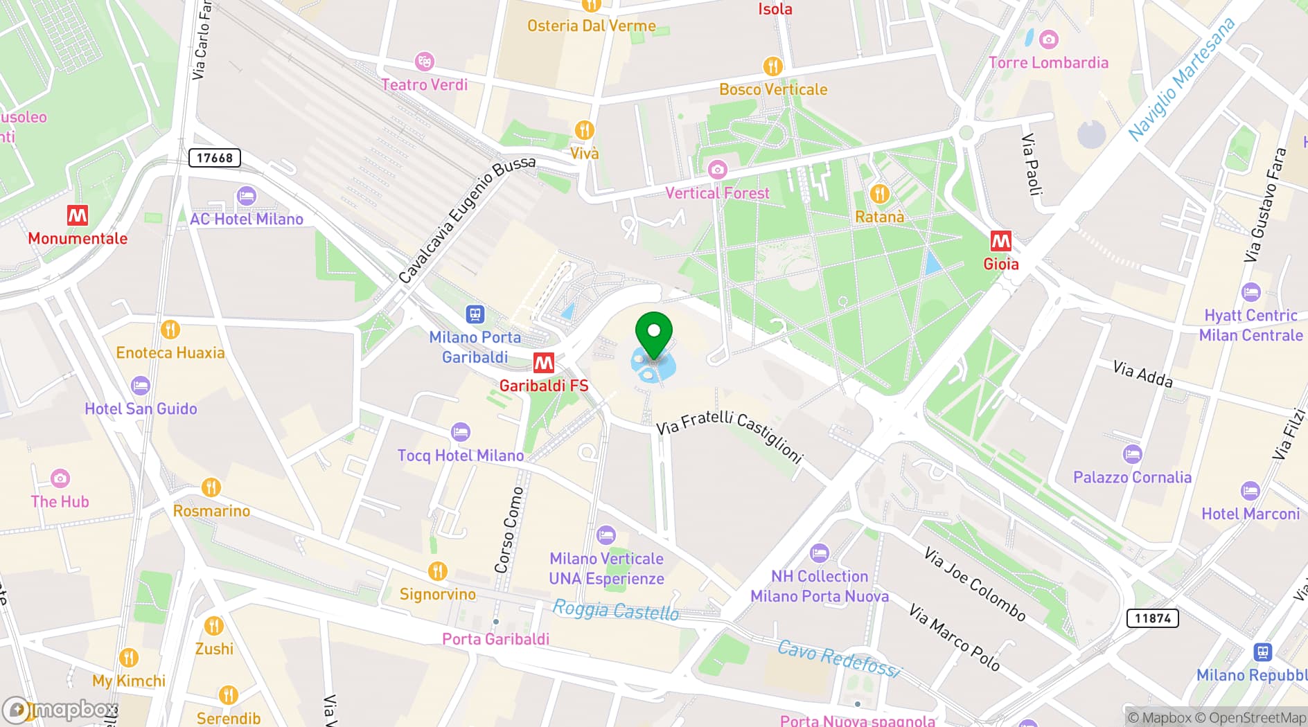 Map showing UniCredit Pavilion