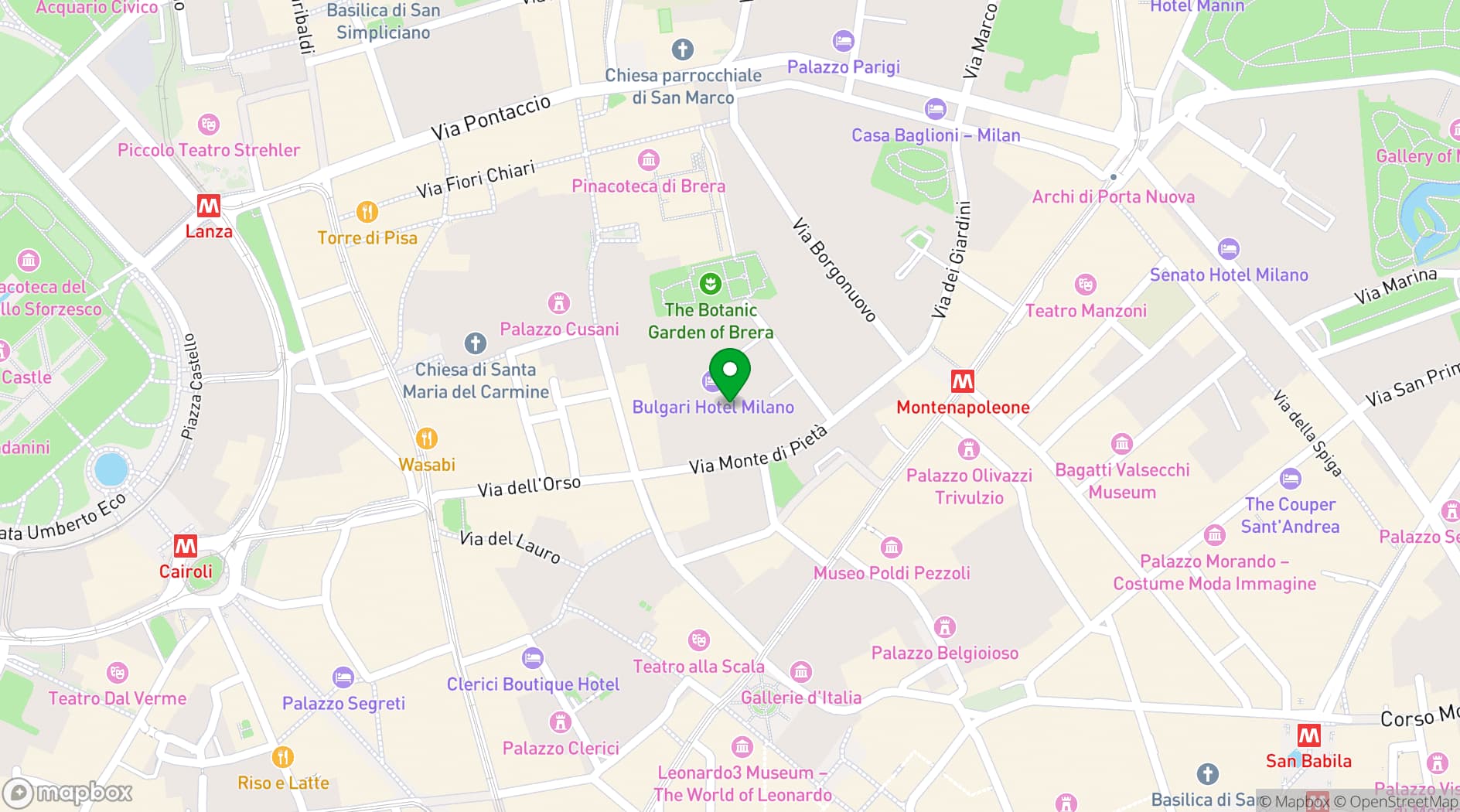 Map showing Hotel Milano Scala