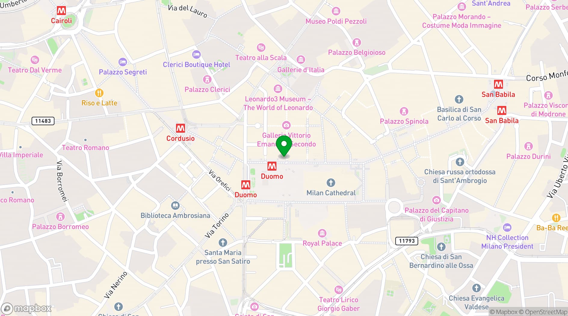 Map showing Camparino in Galleria