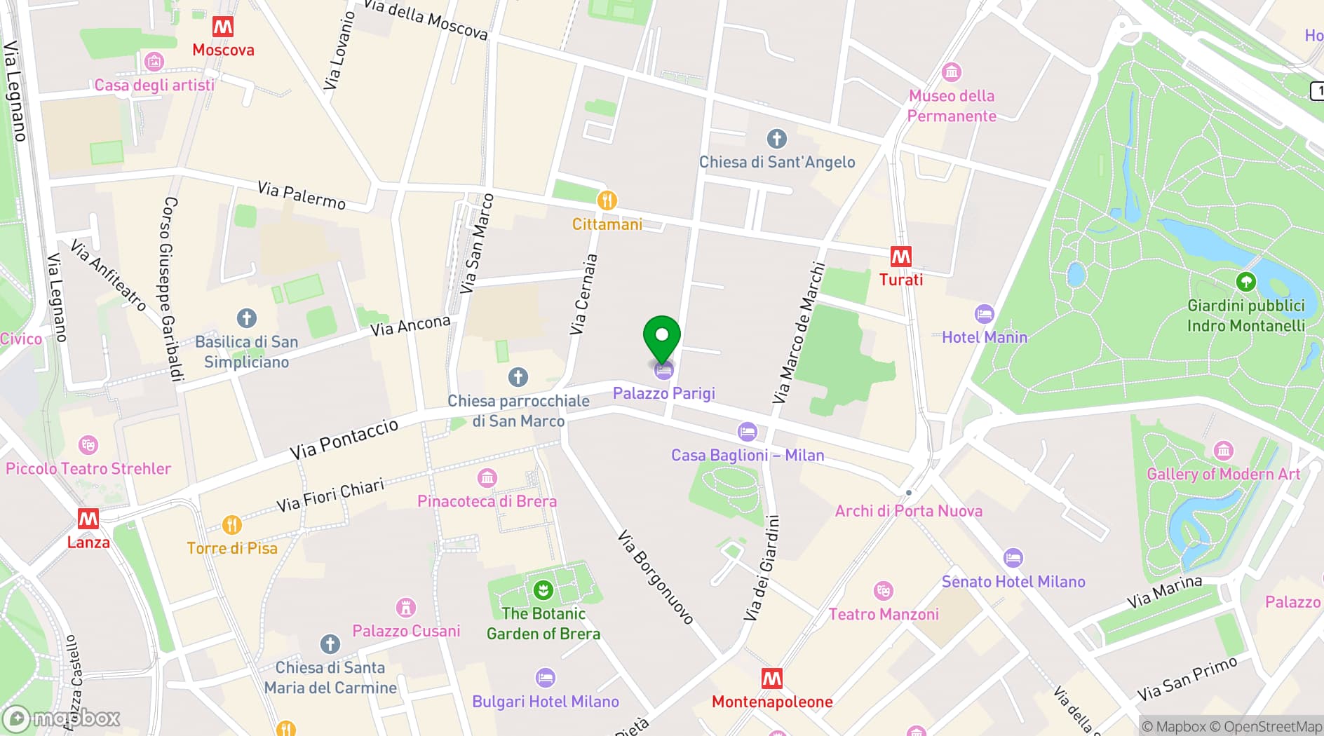 Map showing Palazzo Parigi Hotel & Grand Spa
