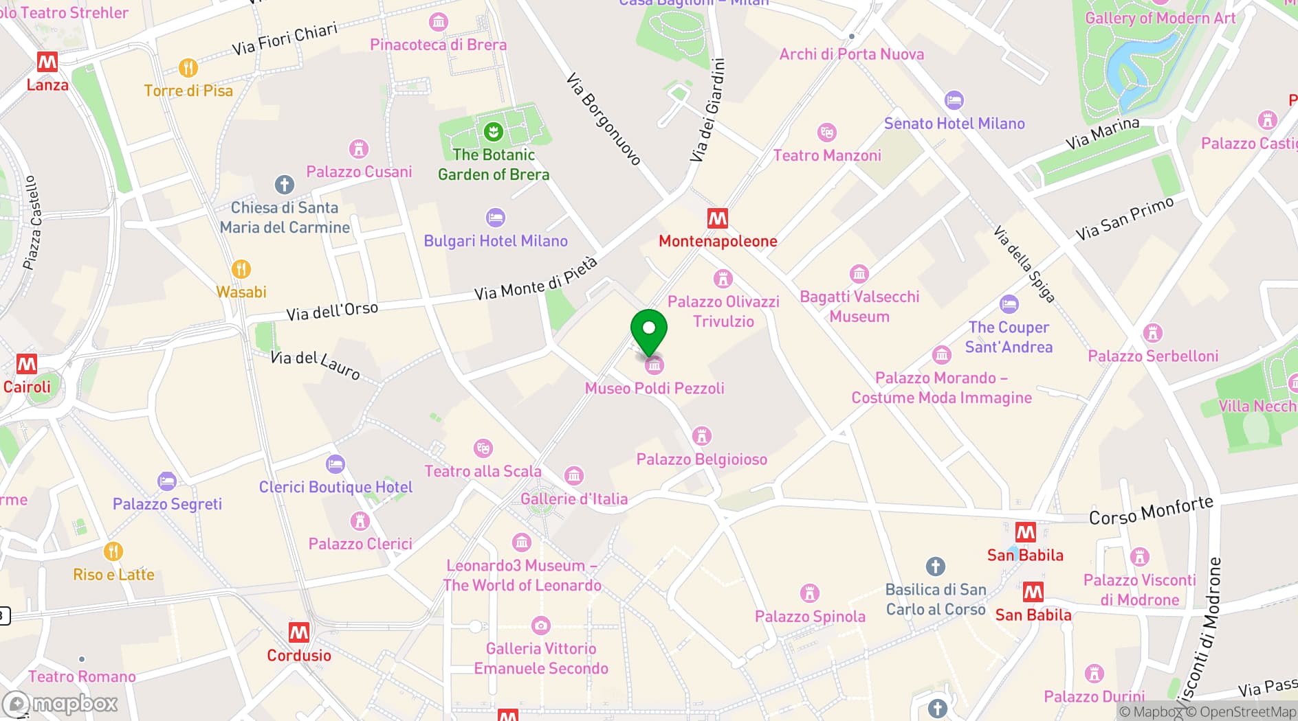 Map showing Poldi Pezzoli Museum