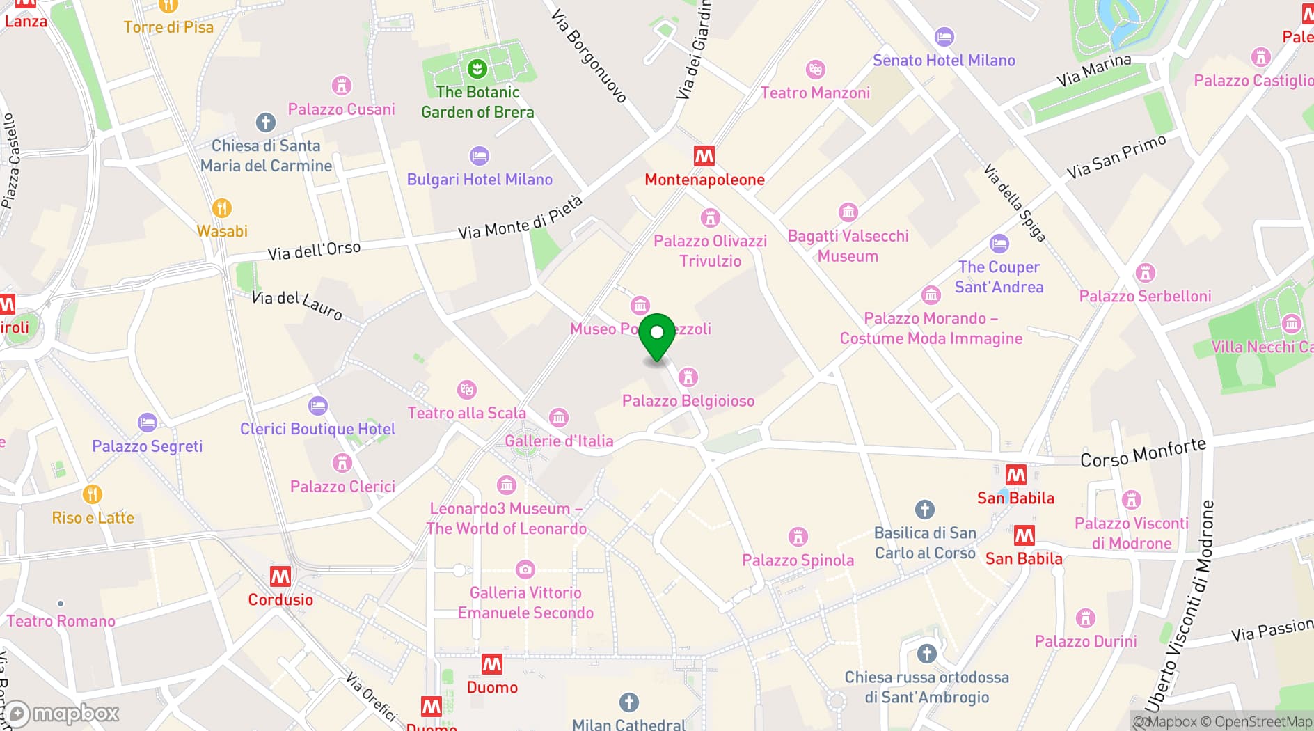 Map showing Casa di Manzoni