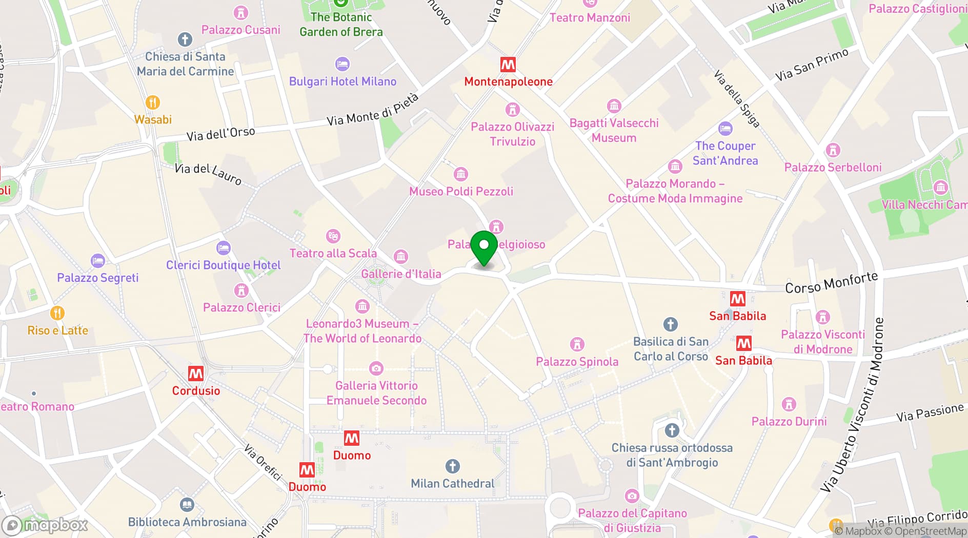 Map showing The Corner Duomo Hotel
