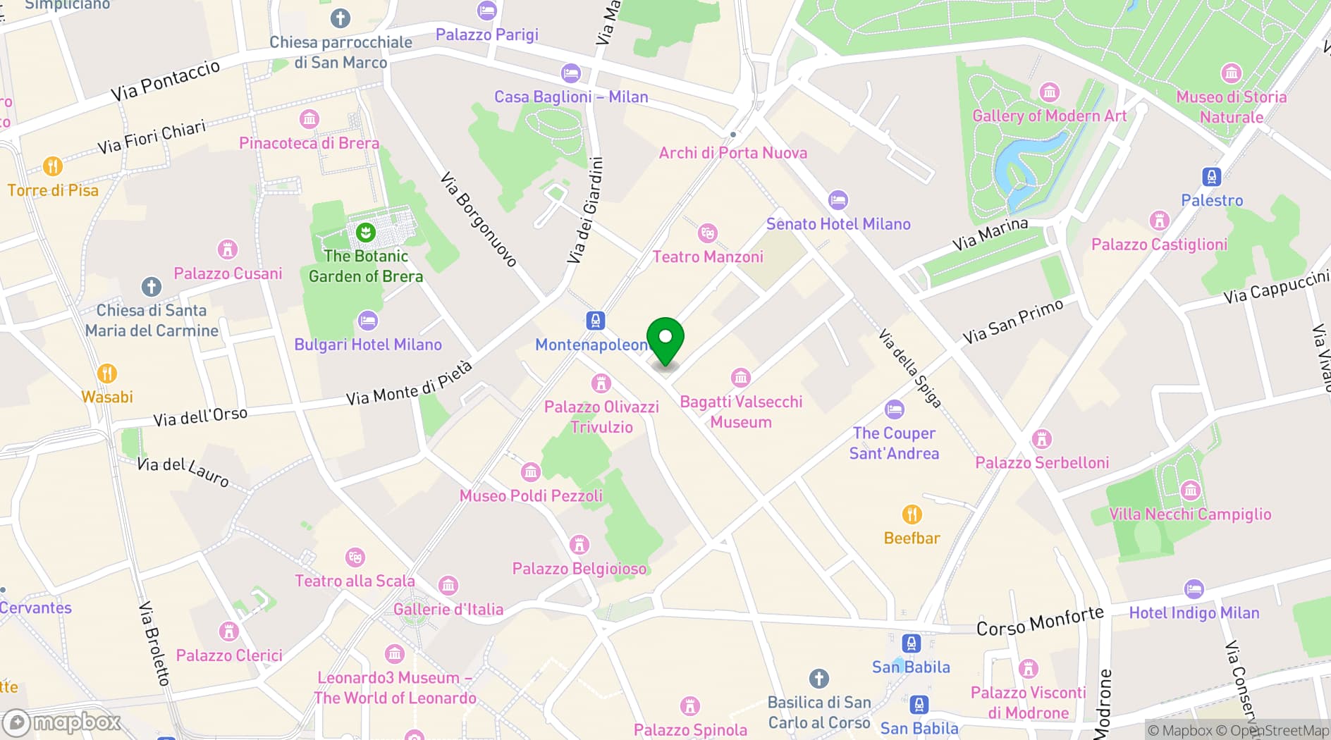 Map showing Allegroitalia Montenapoleone