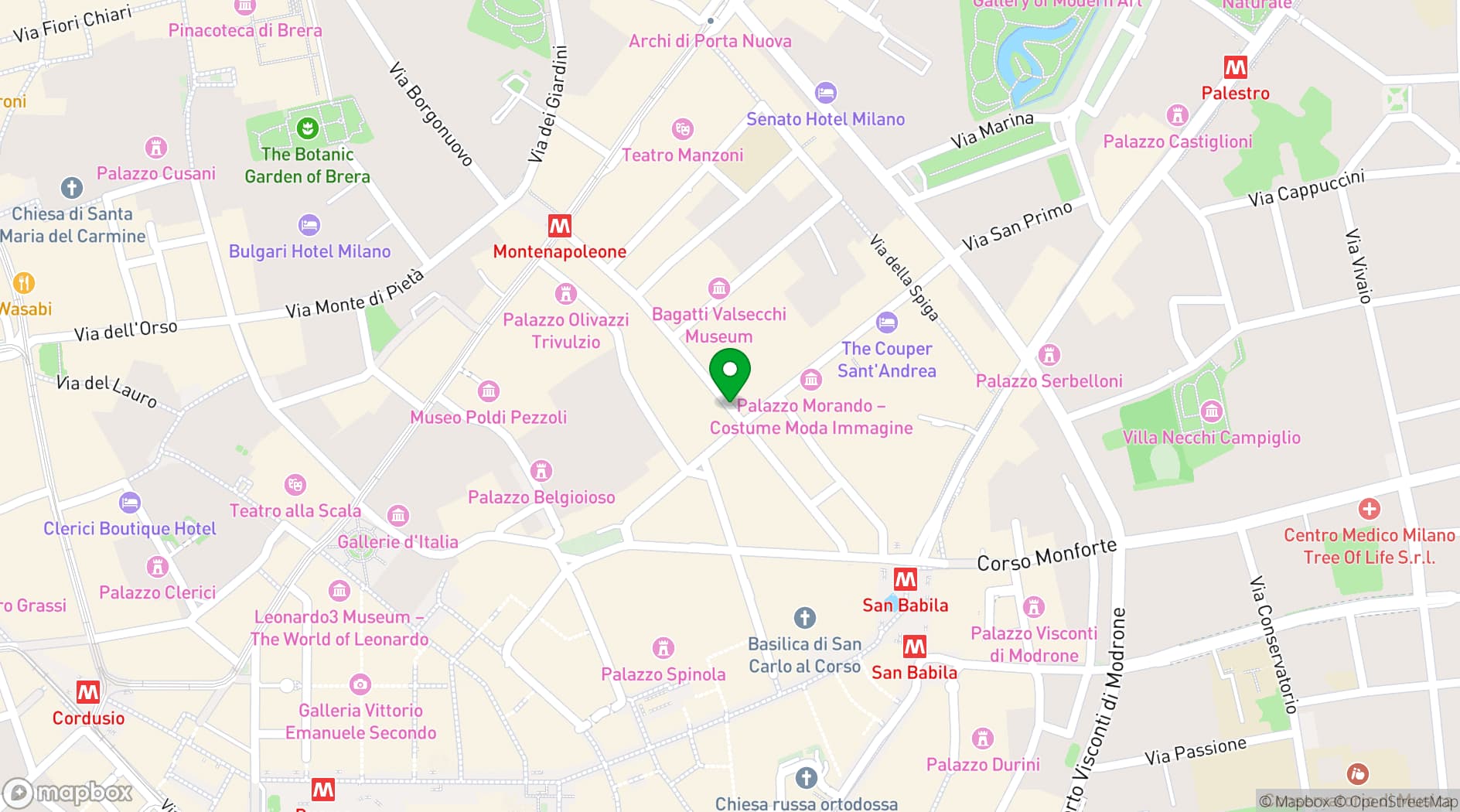 Map showing Crazy Pizza Milan