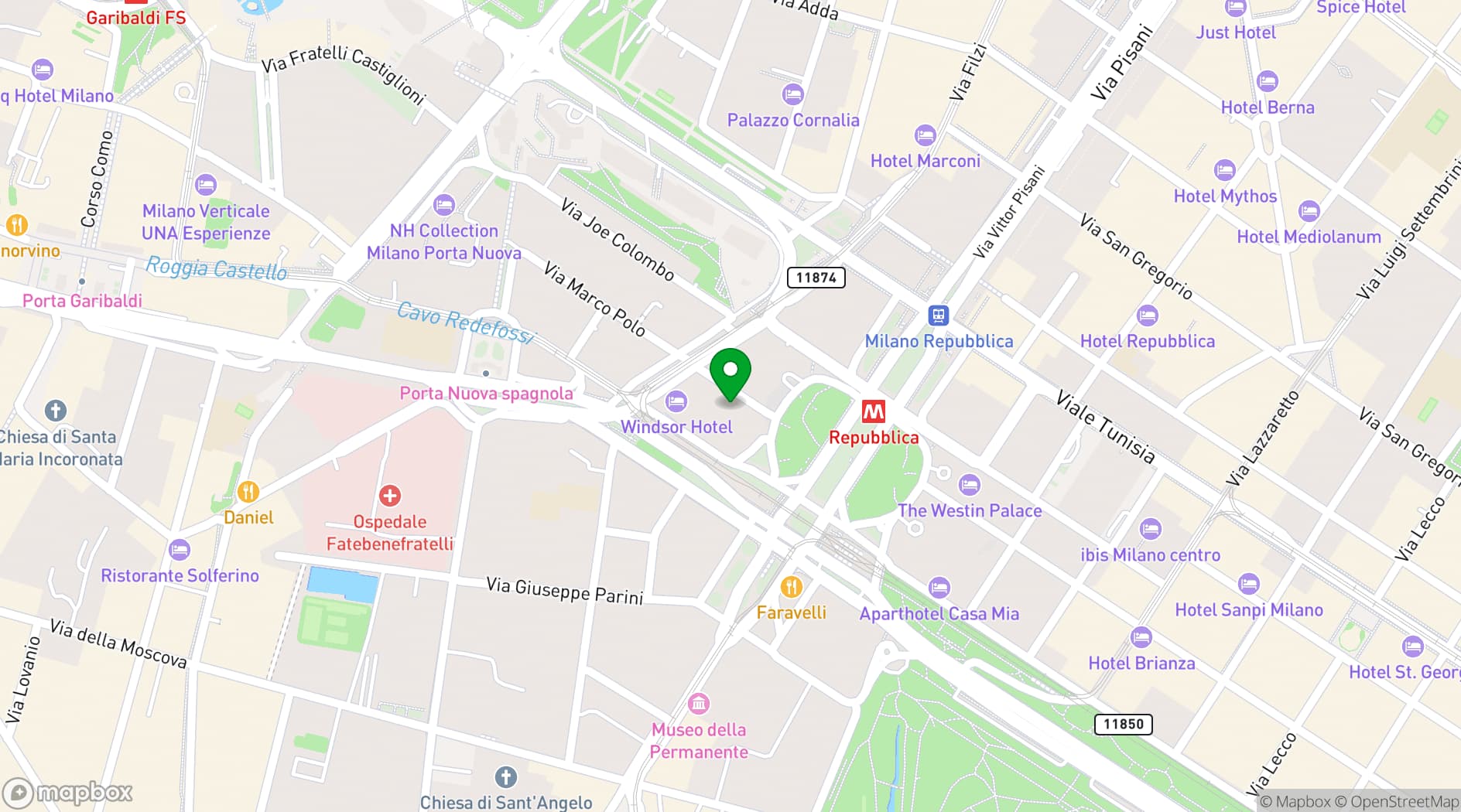 Map showing Radio Rooftop Bar