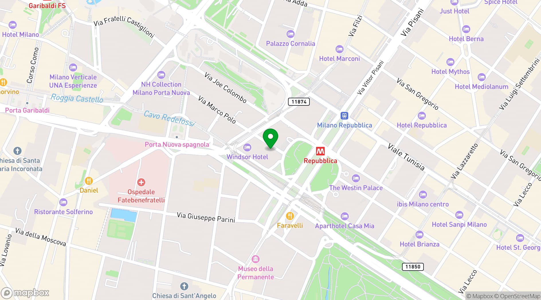 Map showing STK Milan