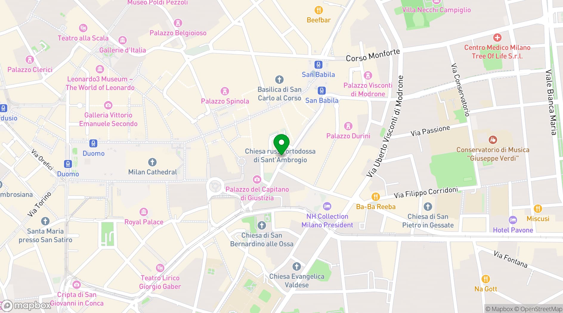 Map showing Hotel Galileo