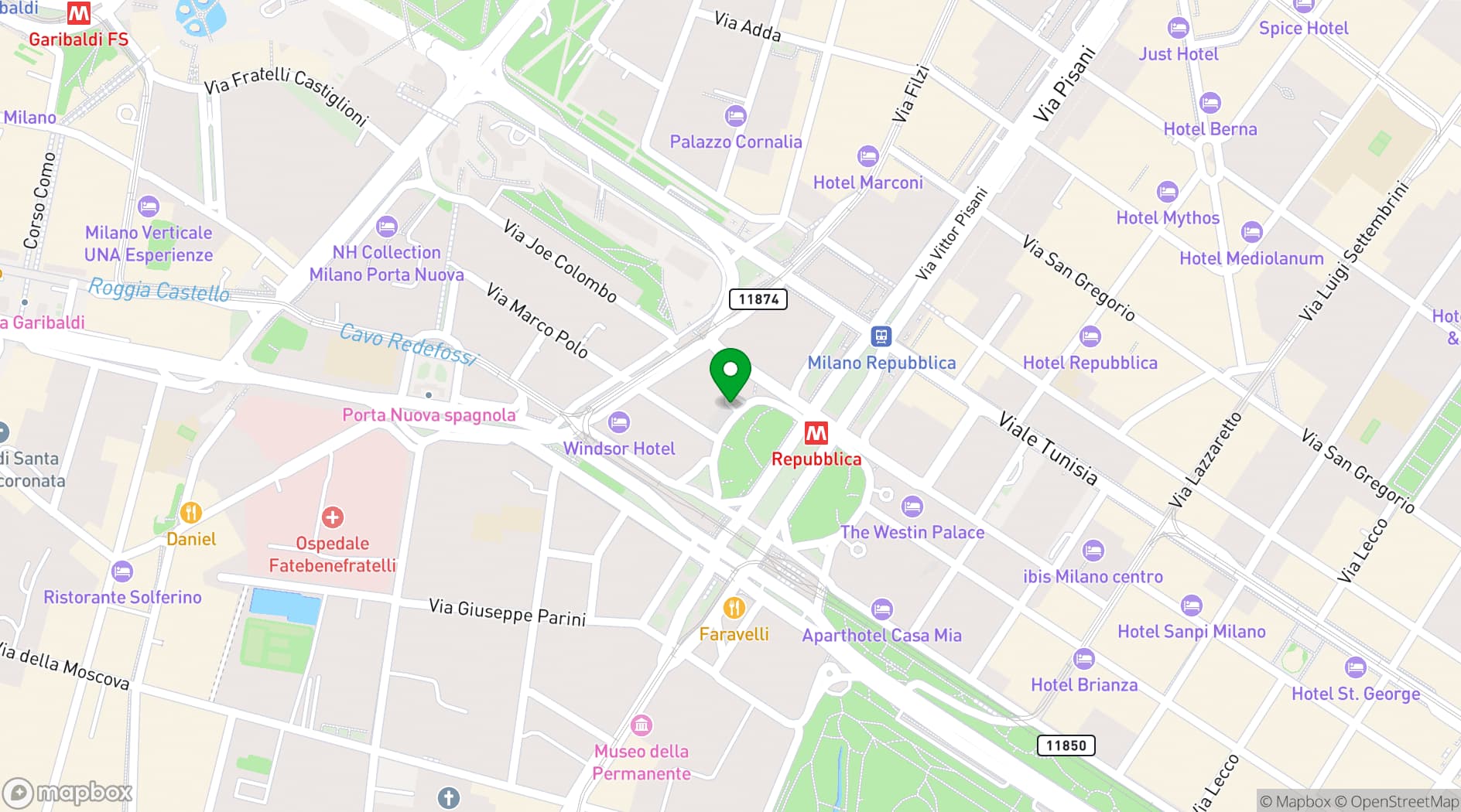 Map showing Acanto Restaurant
