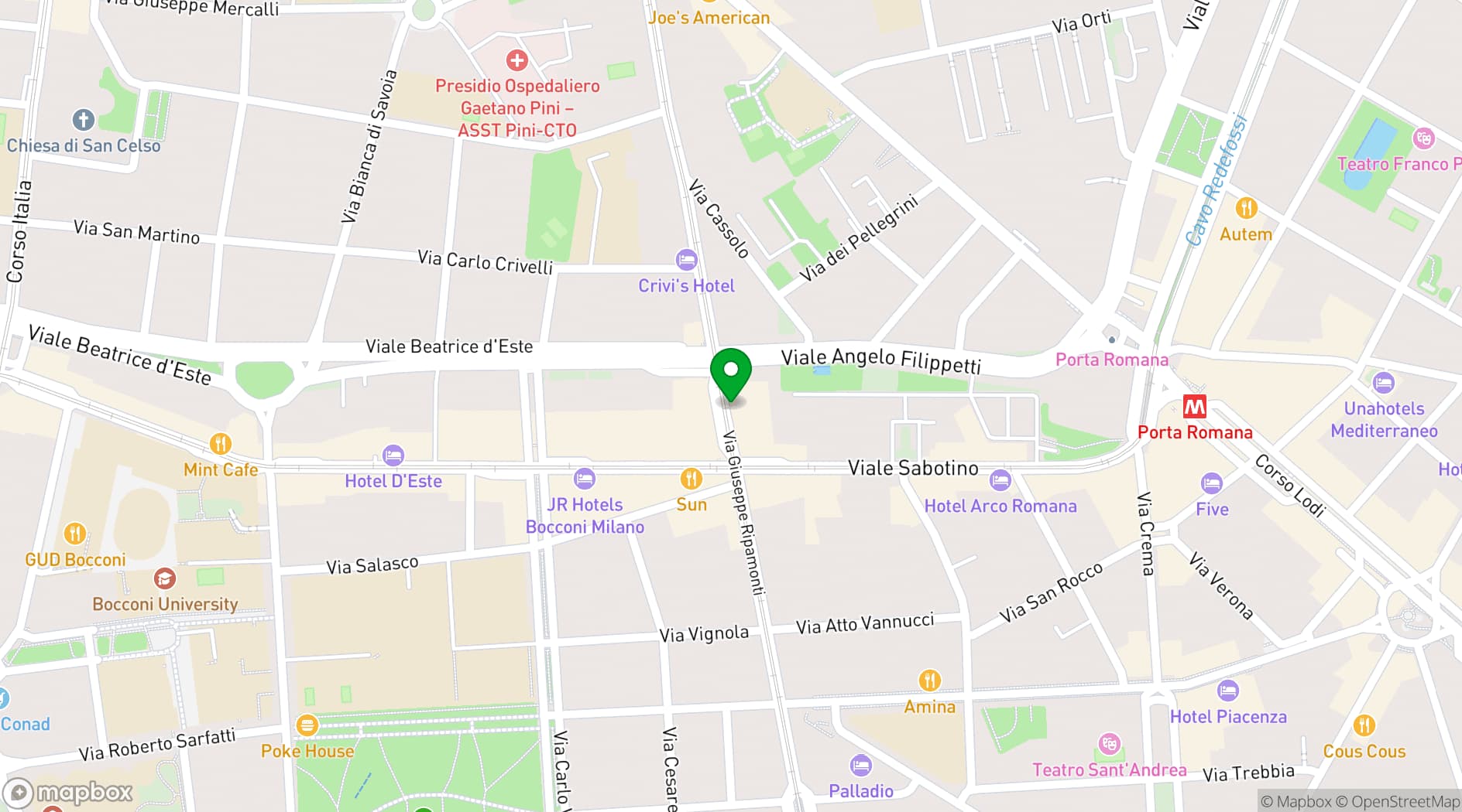 Map showing Restaurant with a private room in Ripamonti