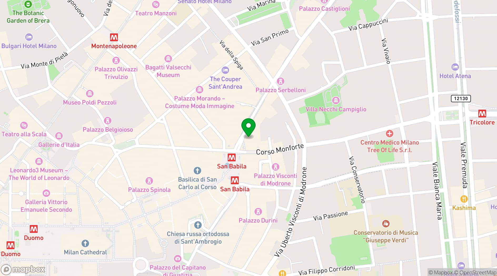 Map showing Spazio San Babila