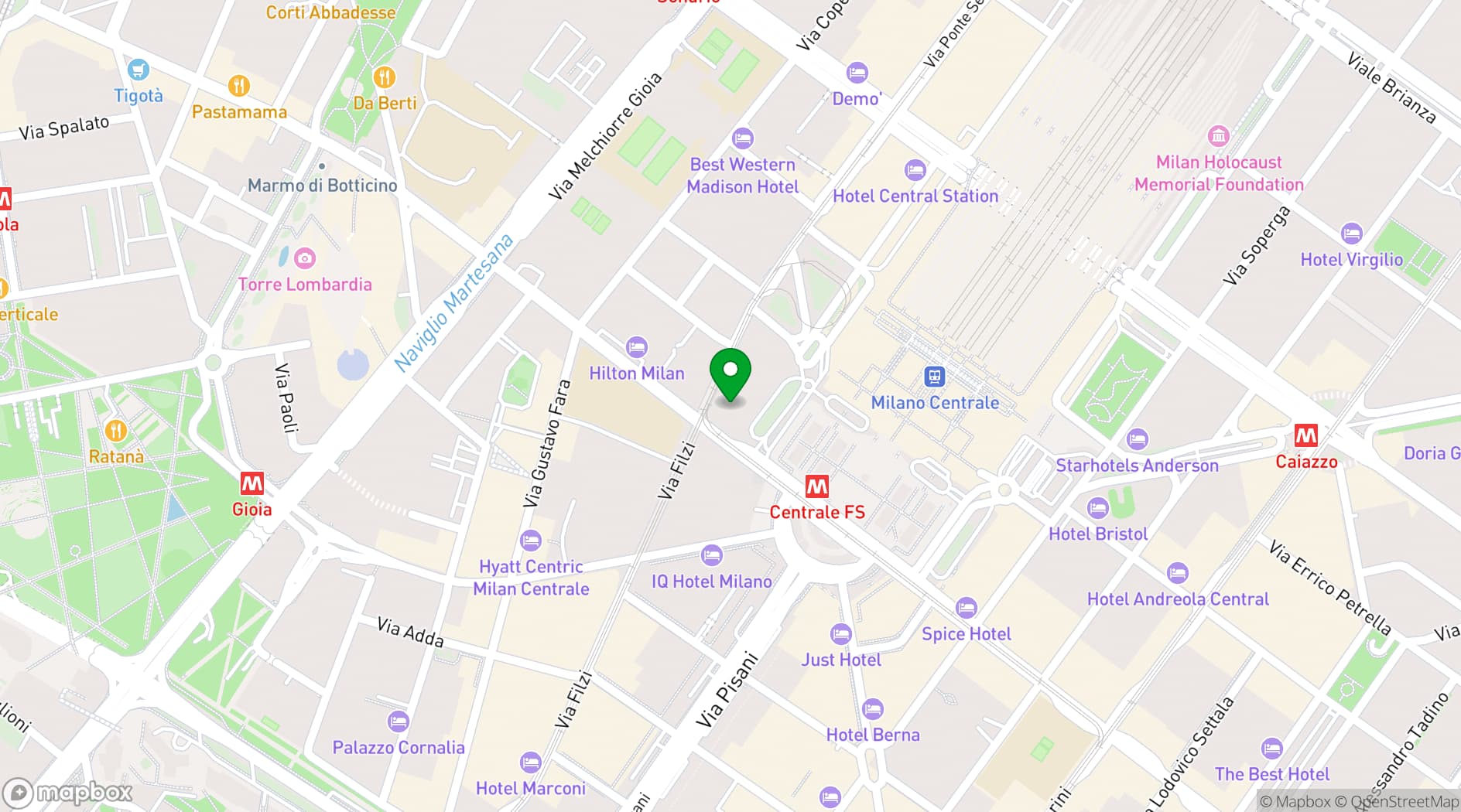 Map showing Excelsior Hotel Gallia, a Luxury Collection