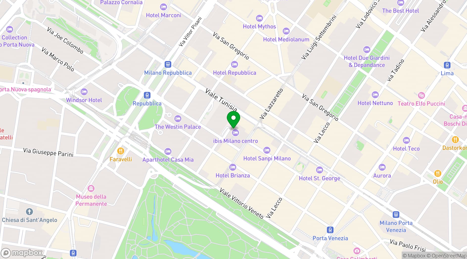 Map showing Ibis Styles Milano Centro