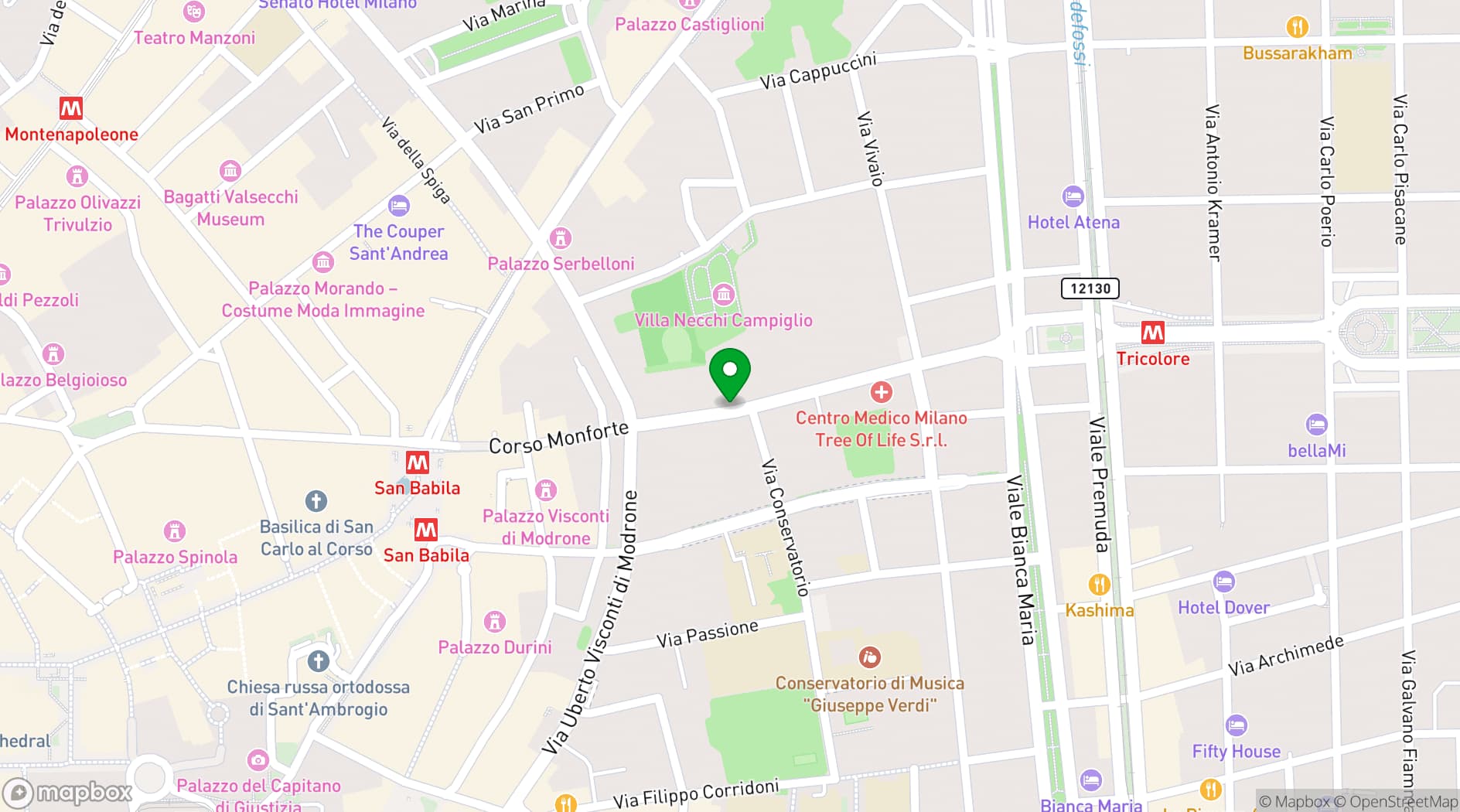 Map showing Hotel Indigo Milan
