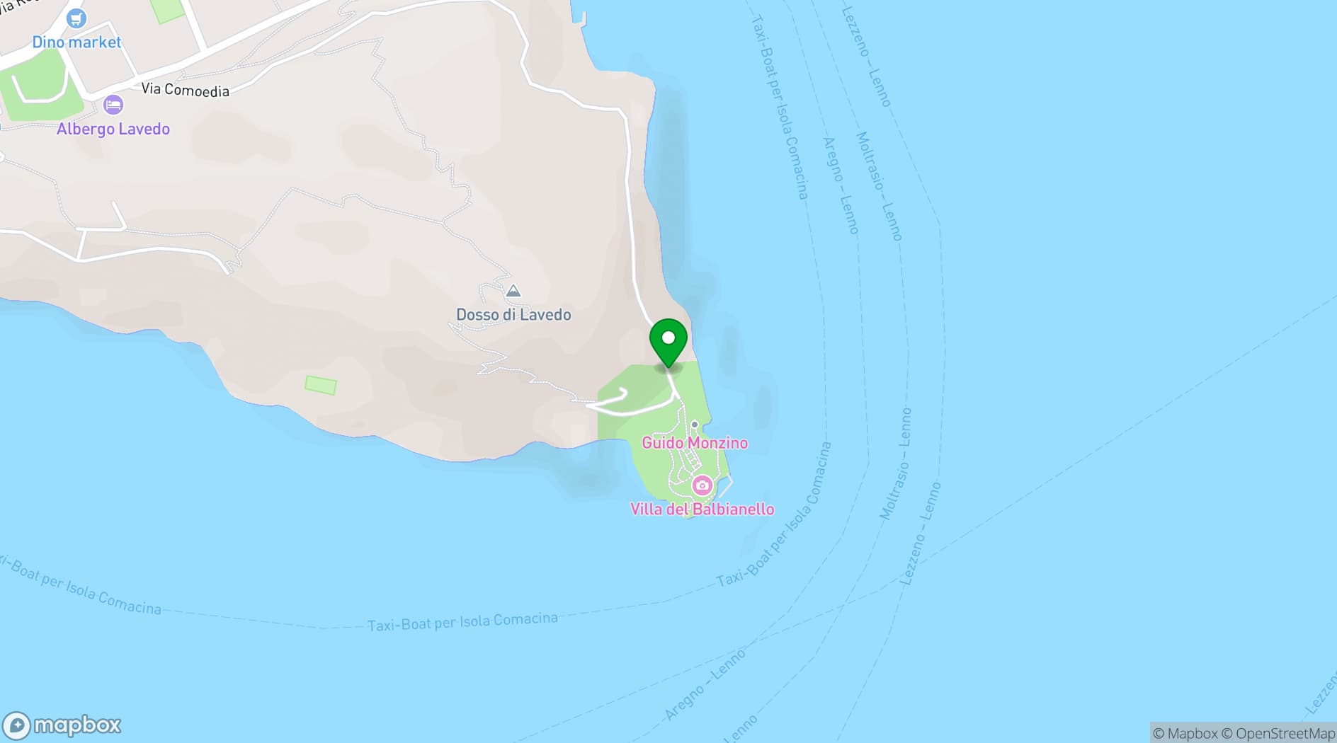Map showing Villa del Balbianello