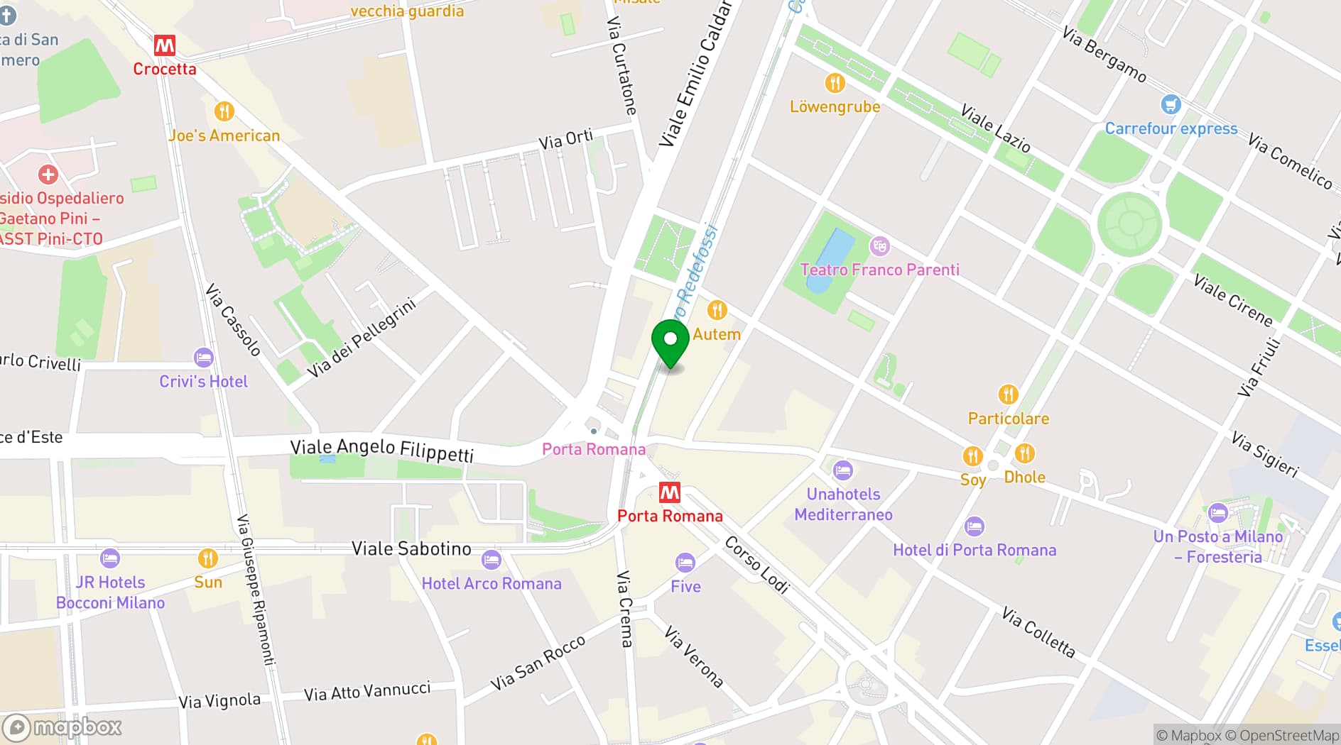 Map showing Open Milano