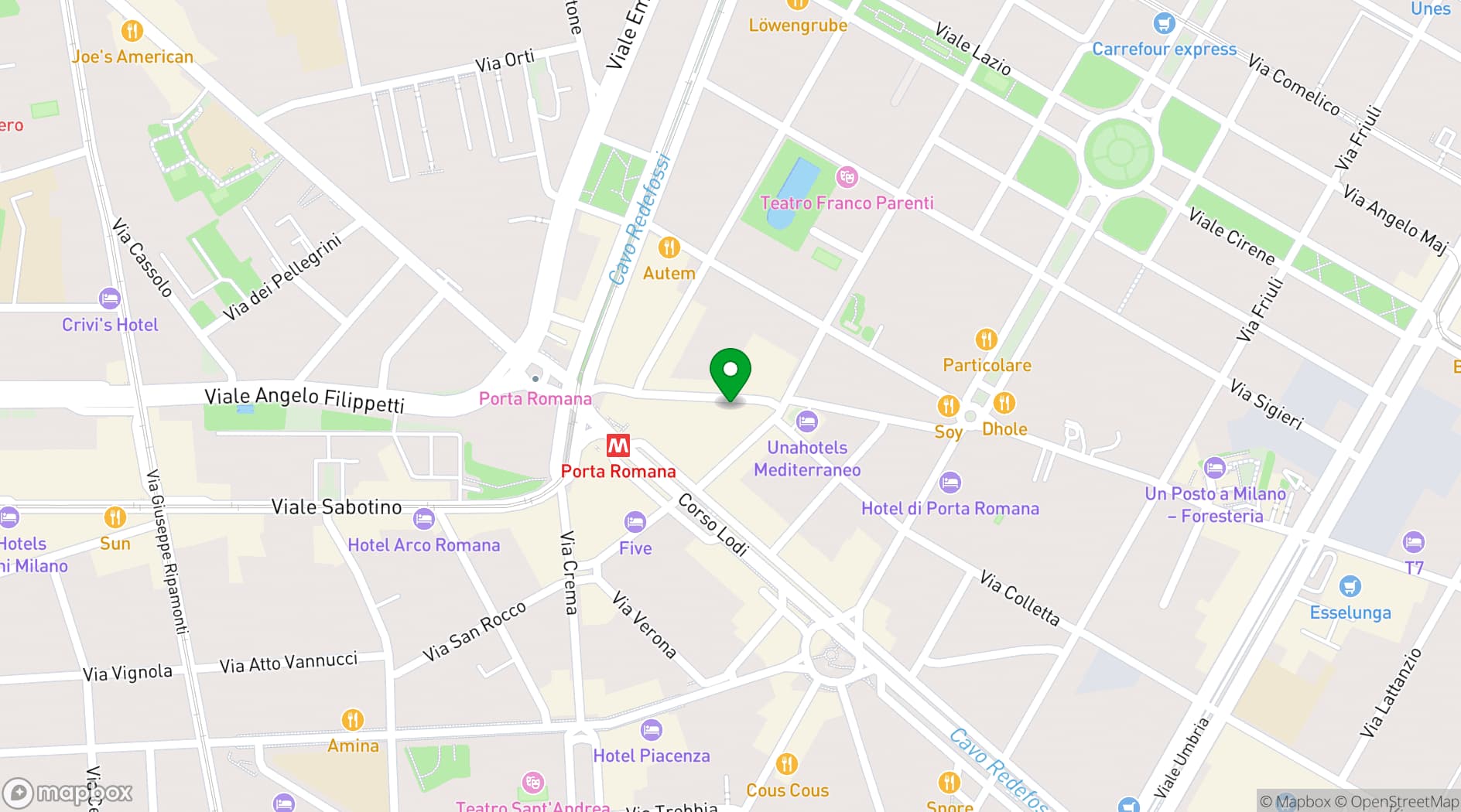 Map showing Casa Tua Osteria