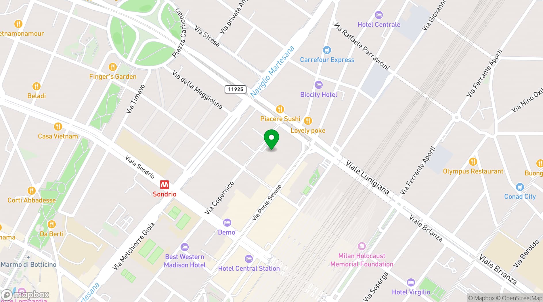 Map showing Copernico Centrale
