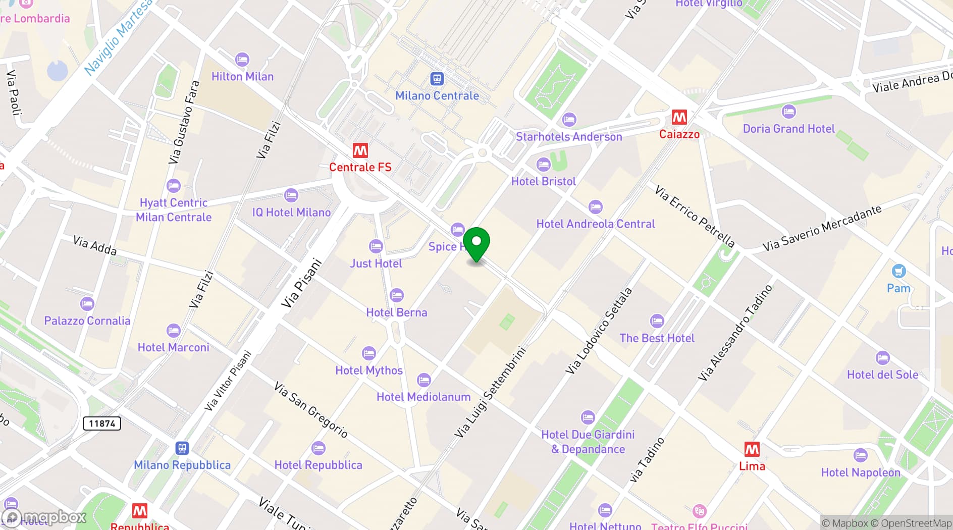 Map showing Vitruvio Center