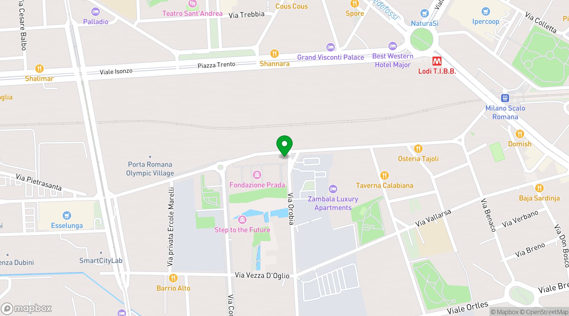 Map showing Fondazione Prada