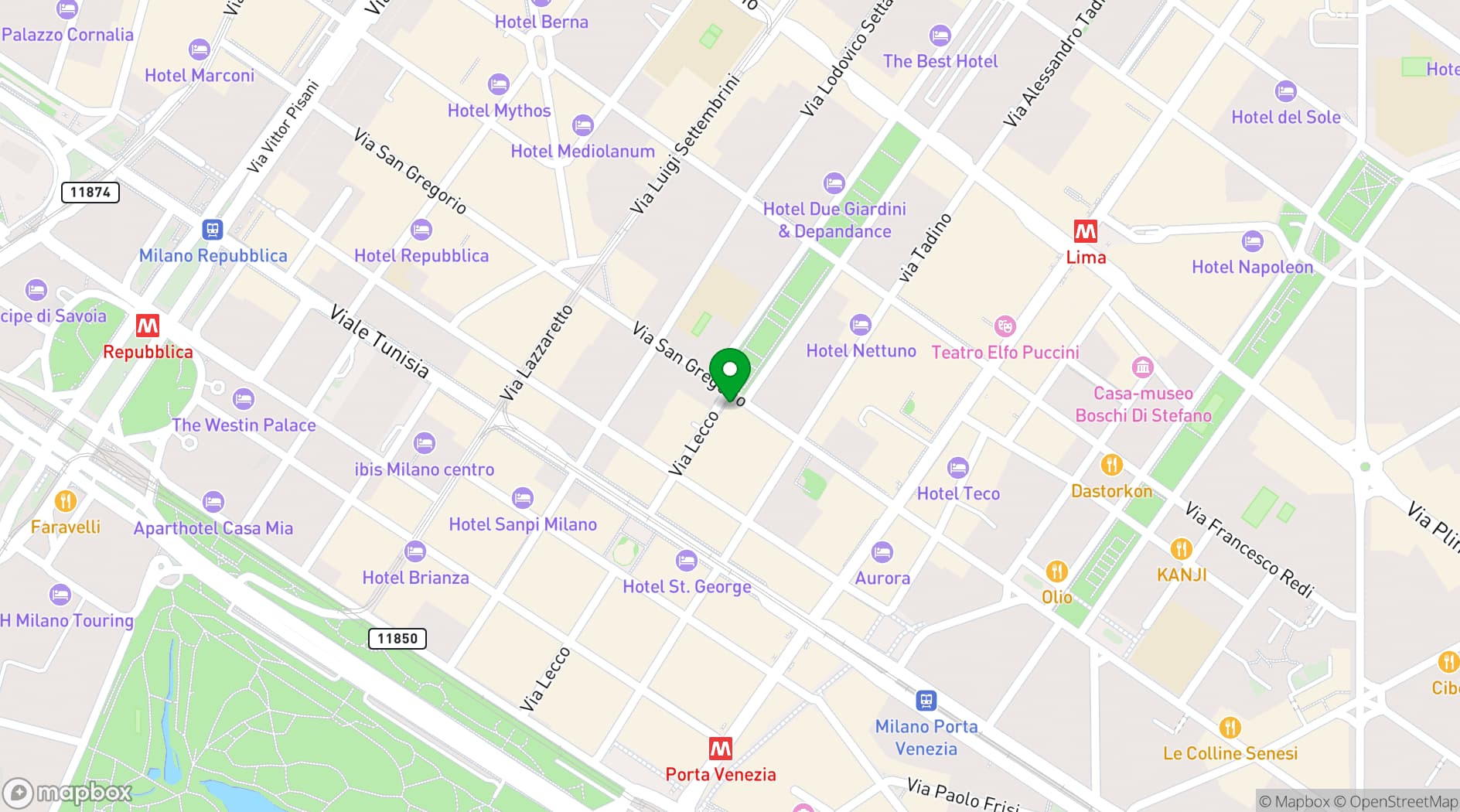 Map showing Location a Milano