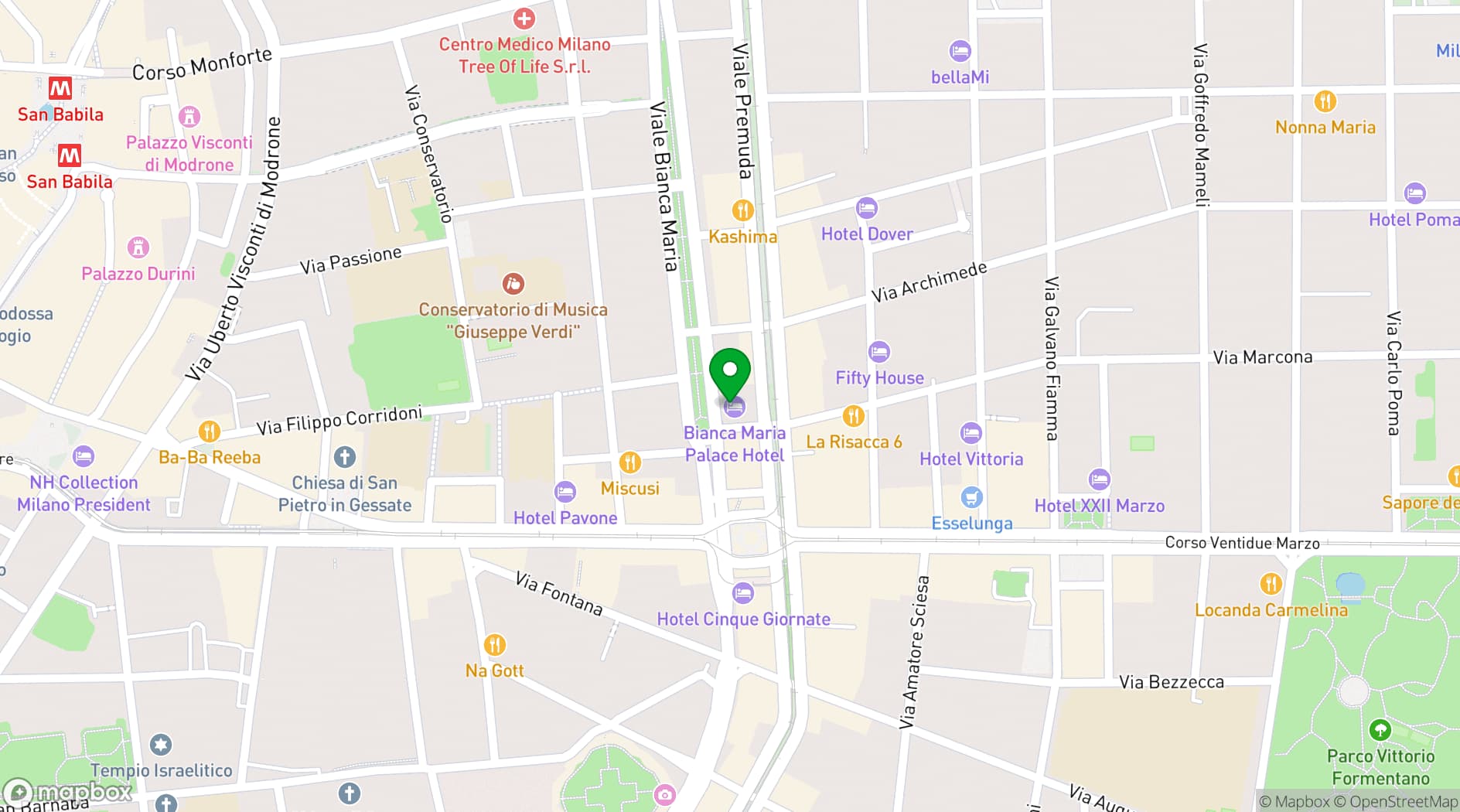 Map showing Bianca Maria Palace Hotel